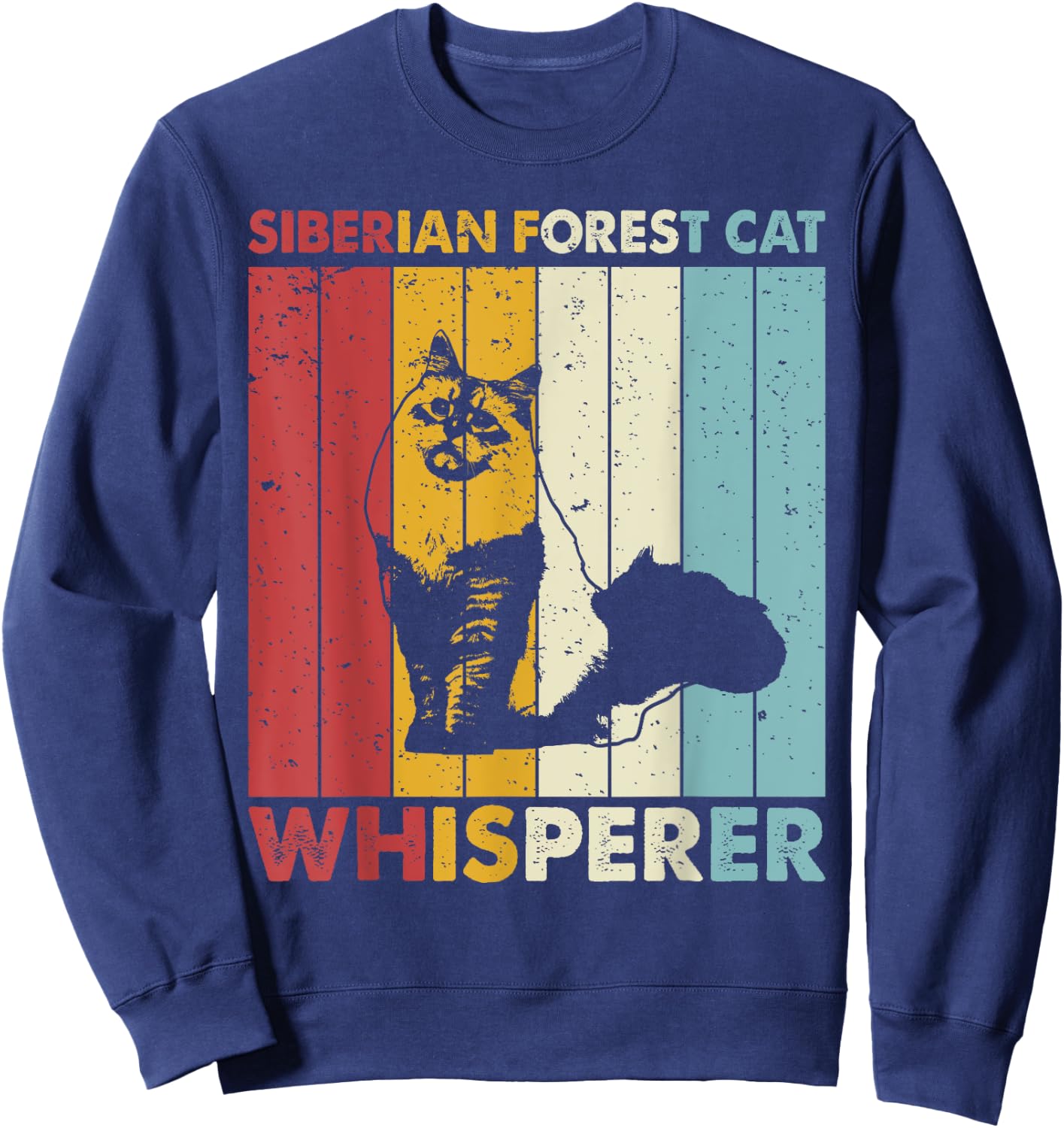 Cat Mom Dad Whisperer - Vintage Siberian Forest Cat Sweatshirt - Sweatshirt | Navy