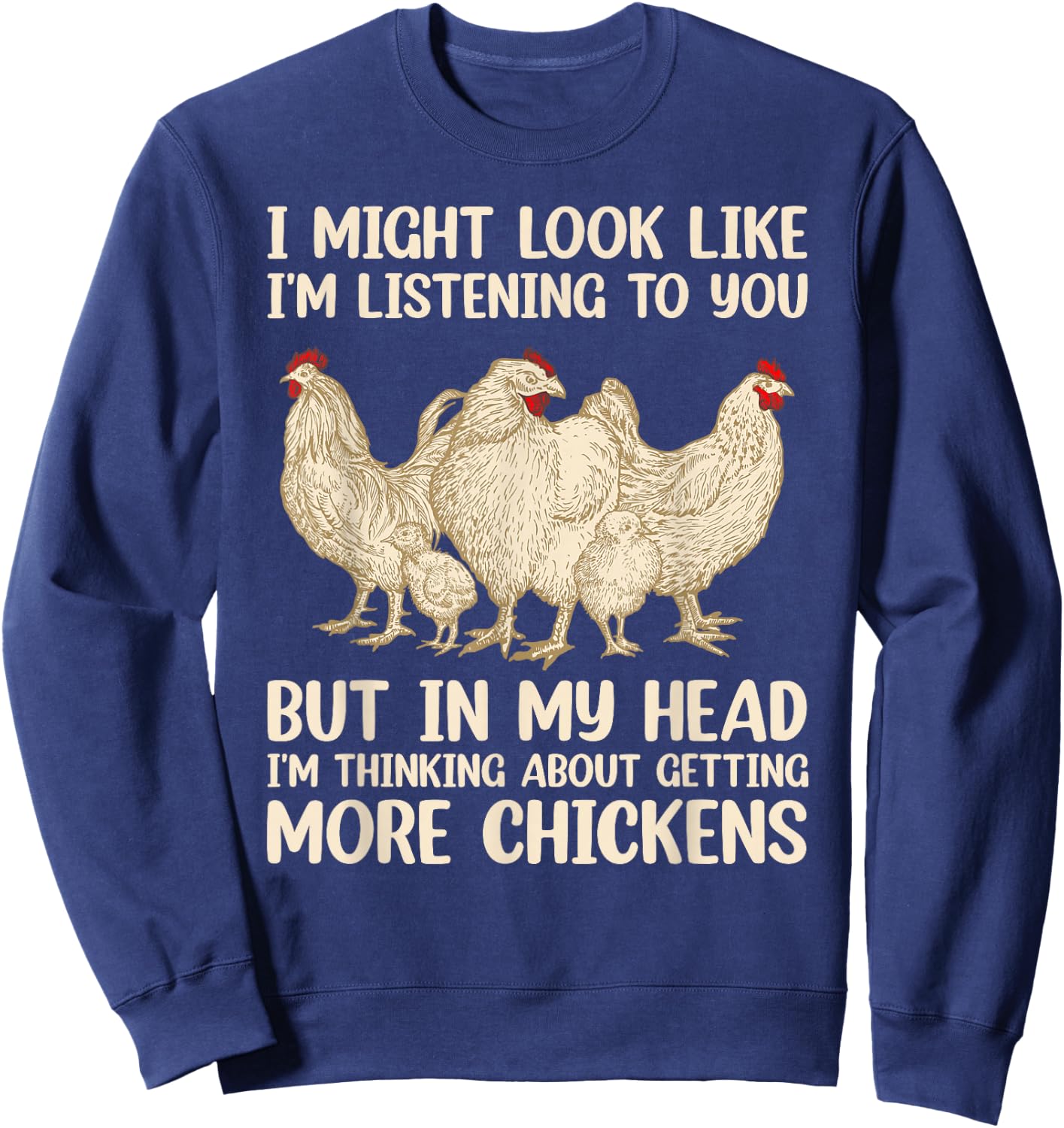 Funny Chicken Design Women Chicken Farmer Farming Sweatshirt - Sweatshirt | Navy