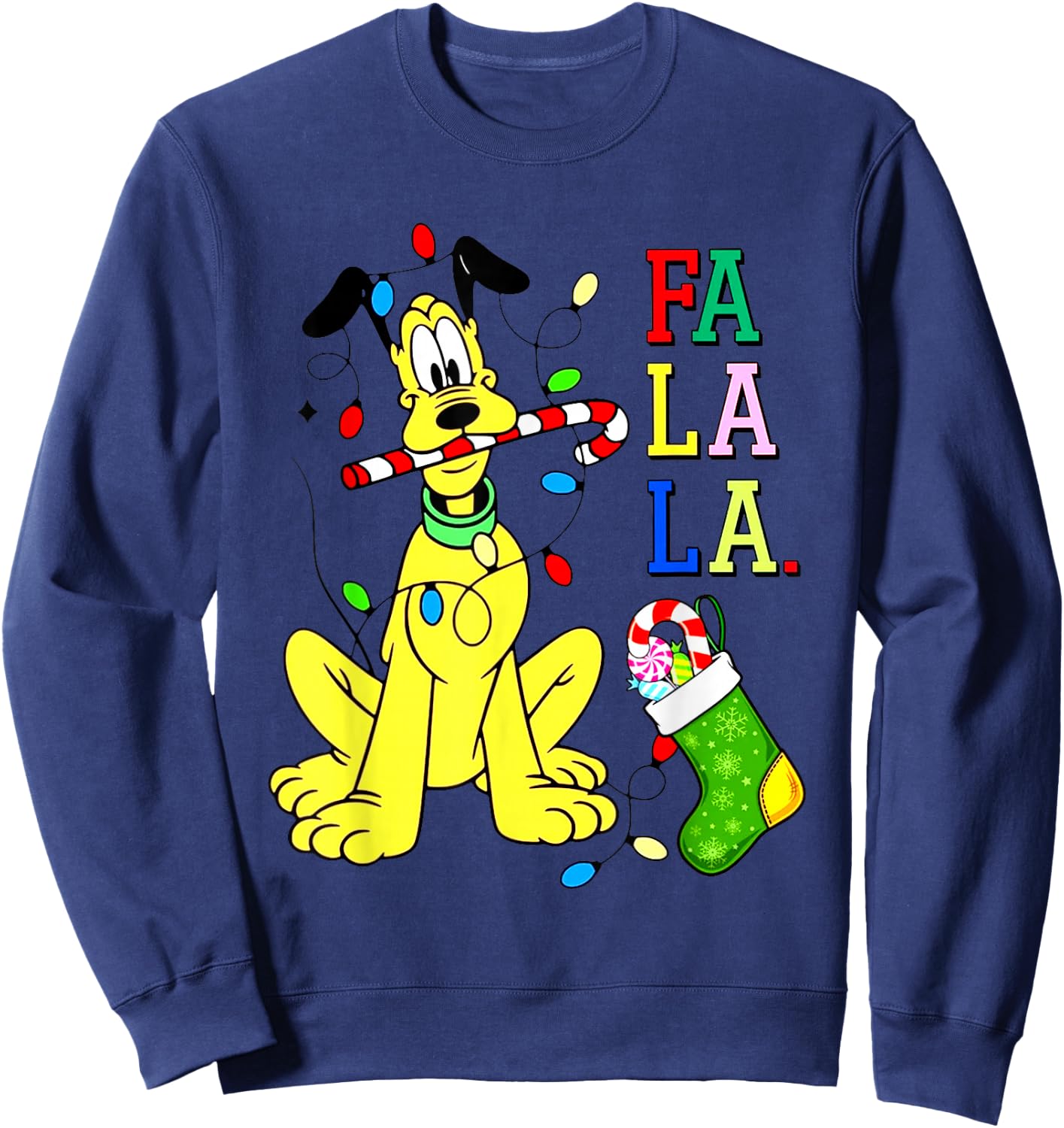 Pluto Christmas Shirt Cute Pluto La Fa Fa Sweatshirt - Sweatshirt | Navy