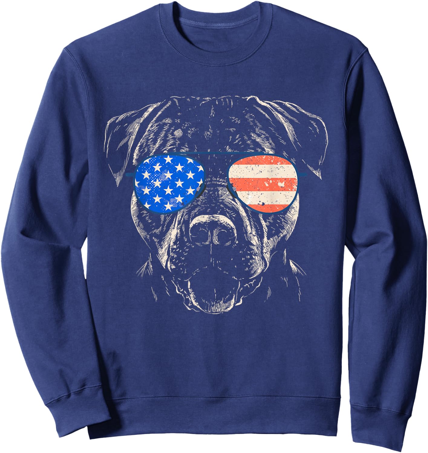 Pitbull American Flag 4th Of July Pitbull Dad Mom Dog Lover Sweatshirt - Sweatshirt | Navy