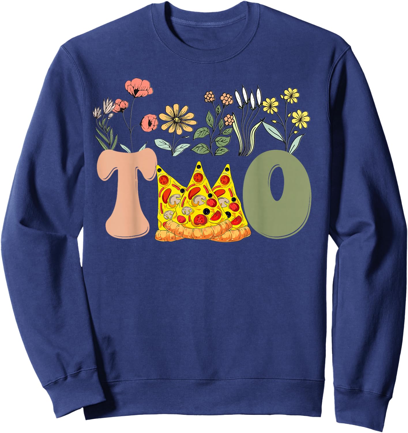 Second Birthday Pizza Theme 2nd Birthday Pizza Lover Party Sweatshirt - Sweatshirt | Navy
