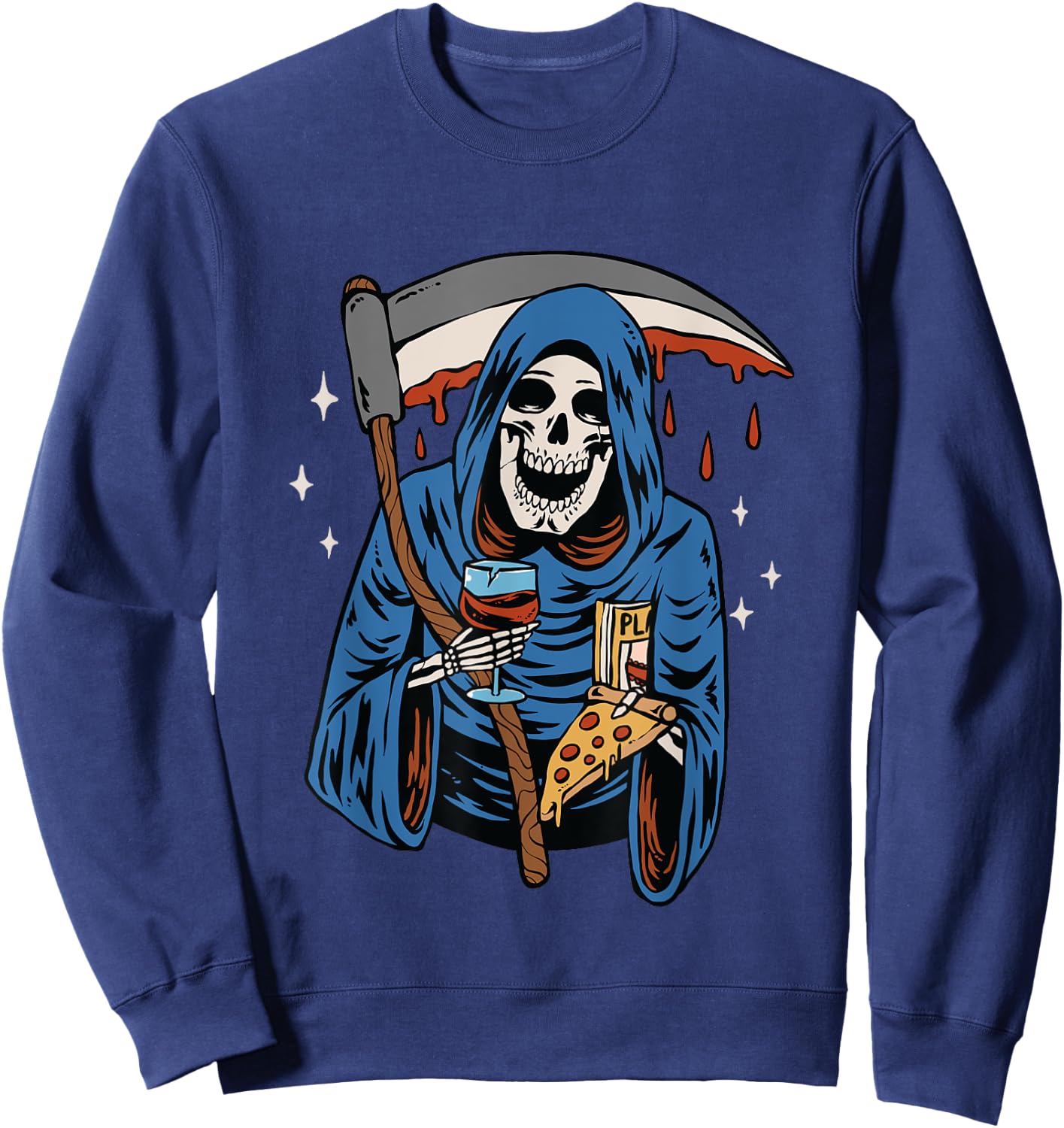 Grim Reaper American Traditional Tattoo Old School Flash Sweatshirt - Sweatshirt | Navy