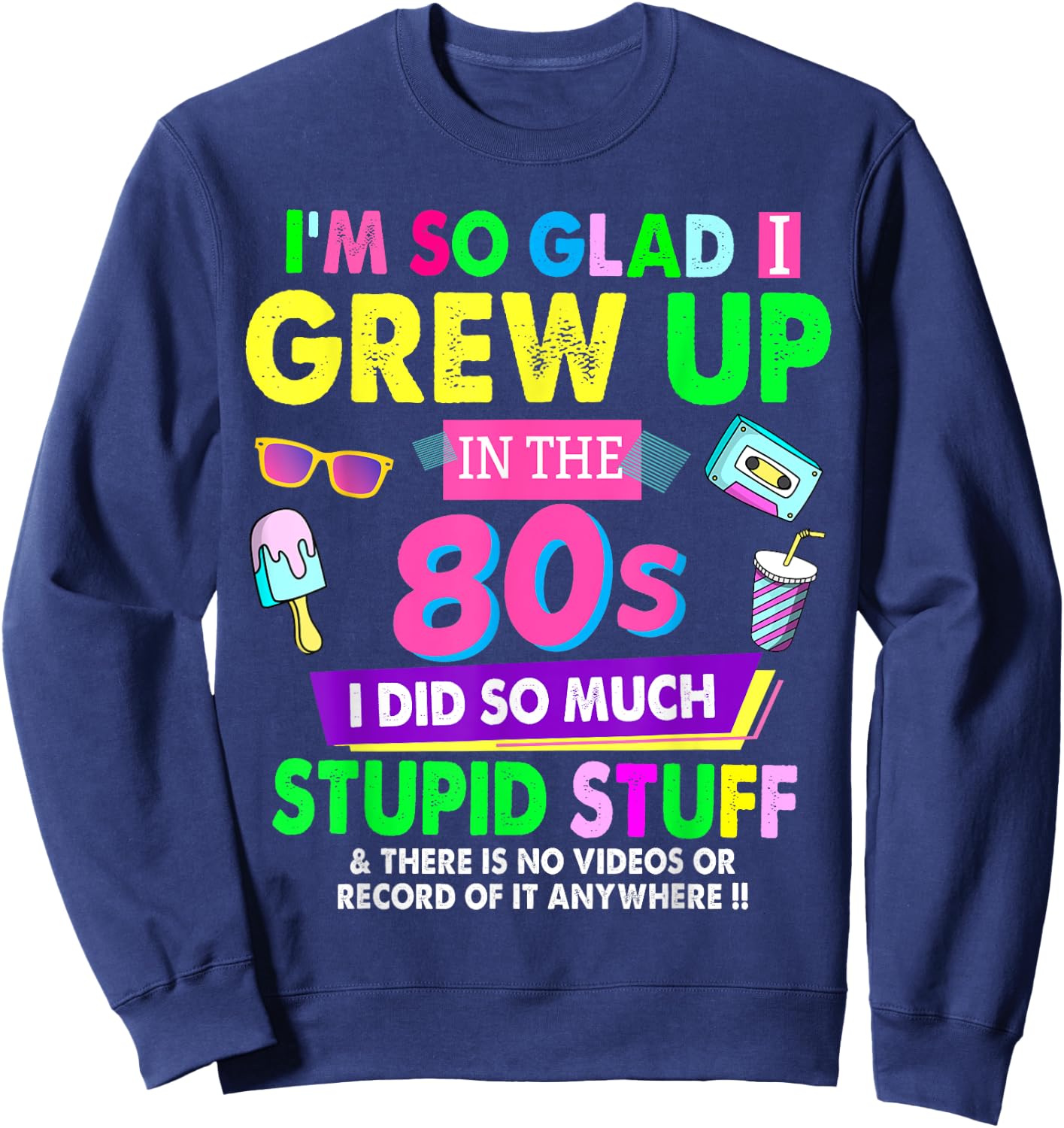 80s Design Rave Outfit & 80s Festival Costume Sweatshirt - Sweatshirt | Navy