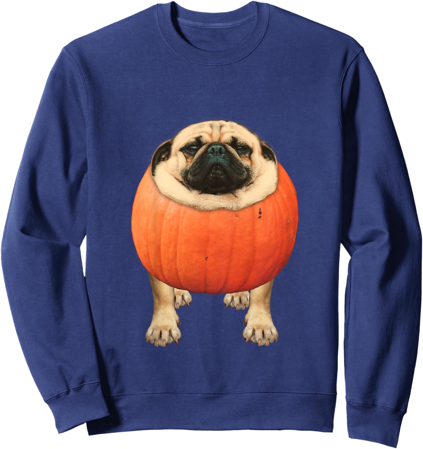 Kids Cute Dog Pug Pumpkin Halloween Costume Pug-Kin mom of Pugs Sweatshirt - Sweatshirt | Navy