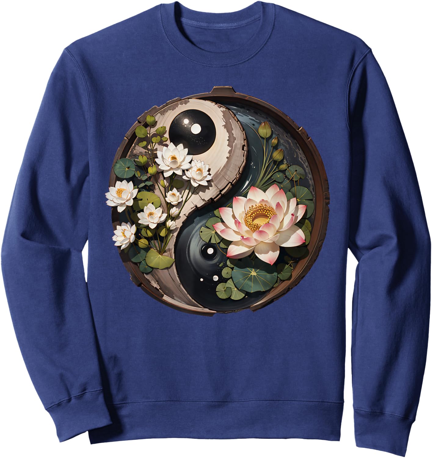 Lotus Flower Pond Yin Yang Sweatshirt - Sweatshirt | Navy