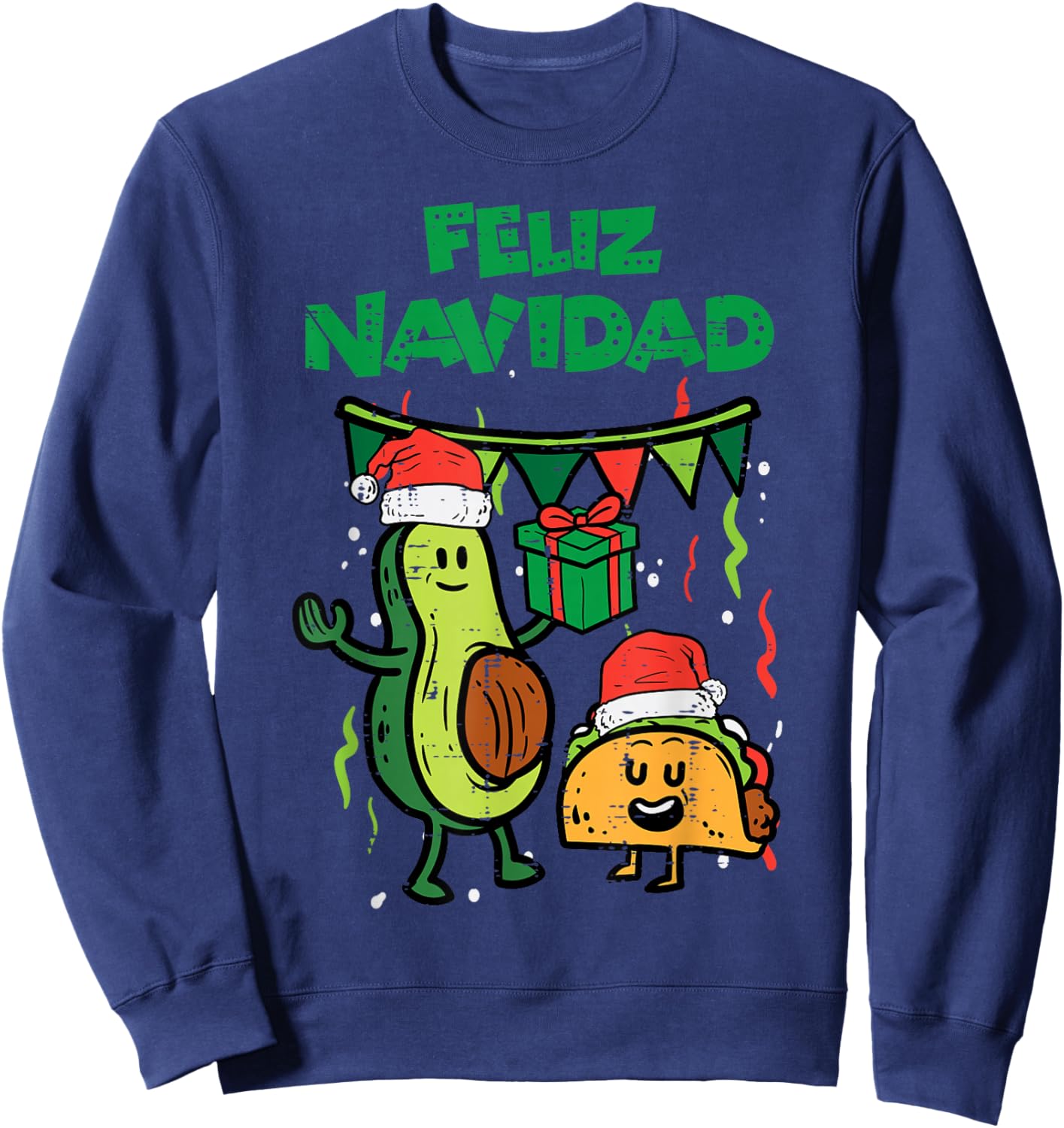 Feliz Navidad Avocado Tacos Mexican Christmas Men Women Kids Sweatshirt - Sweatshirt | Navy