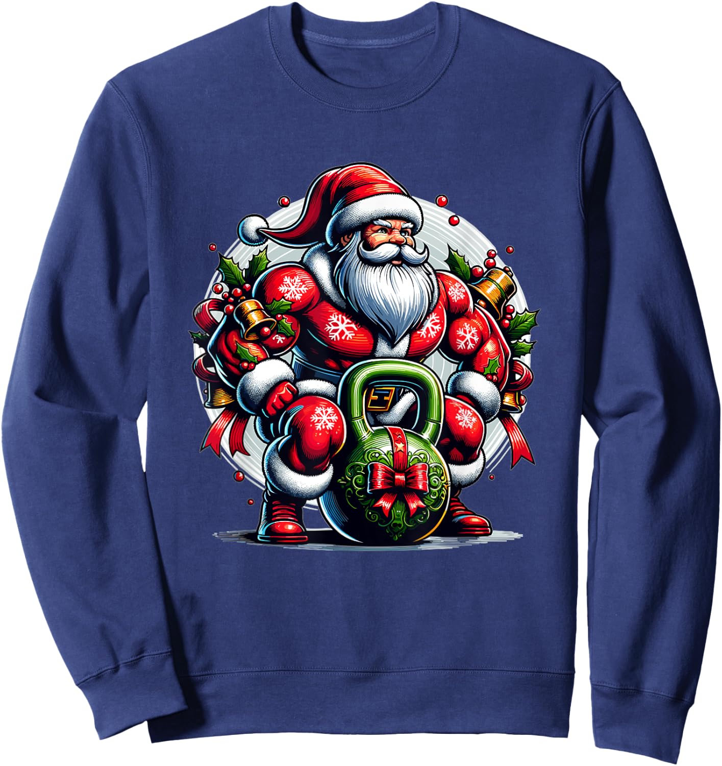 Buff Santa Kettlebell Christmas Sweatshirt - Sweatshirt | Navy
