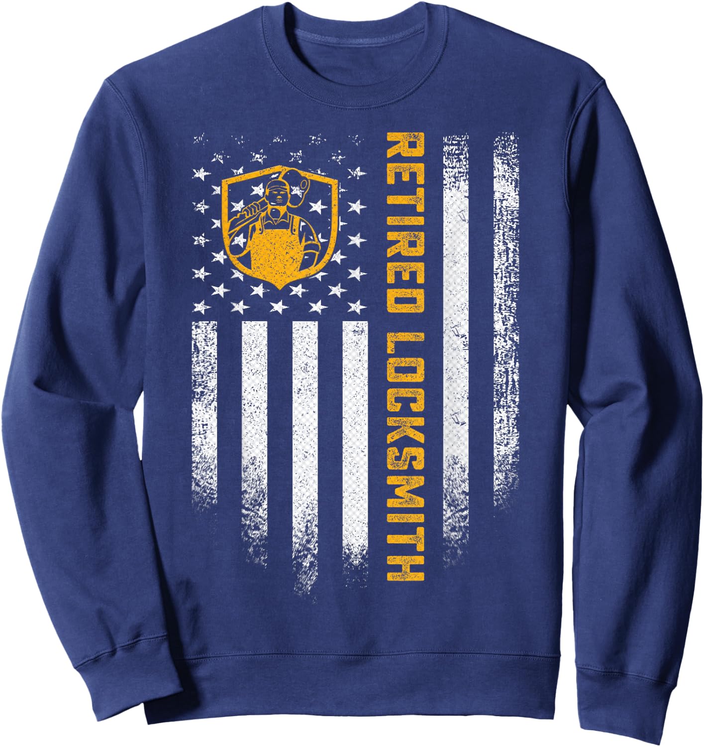 Vintage USA Flag Retired Locksmith Career Retirement Funny Sweatshirt - Sweatshirt | Navy