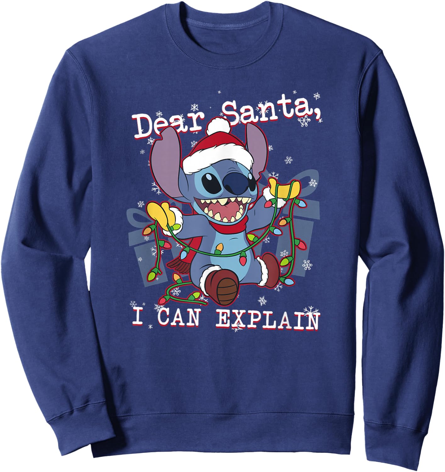 Disney Lilo & Stitch Christmas Dear Santa, I Can Explain Short Sleeve Sweatshirt - Sweatshirt | Navy