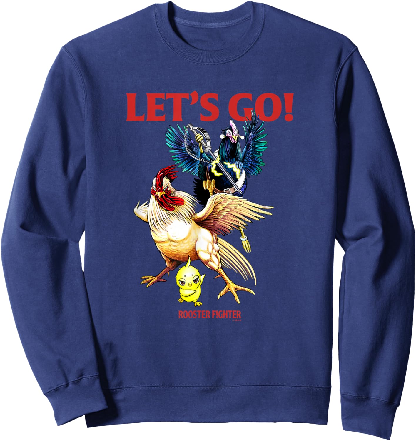 Rooster Fighter : -Adults, Black, Small, Short Sleeve, Classic Fit, Graphic Design Sweatshirt - Sweatshirt | Navy