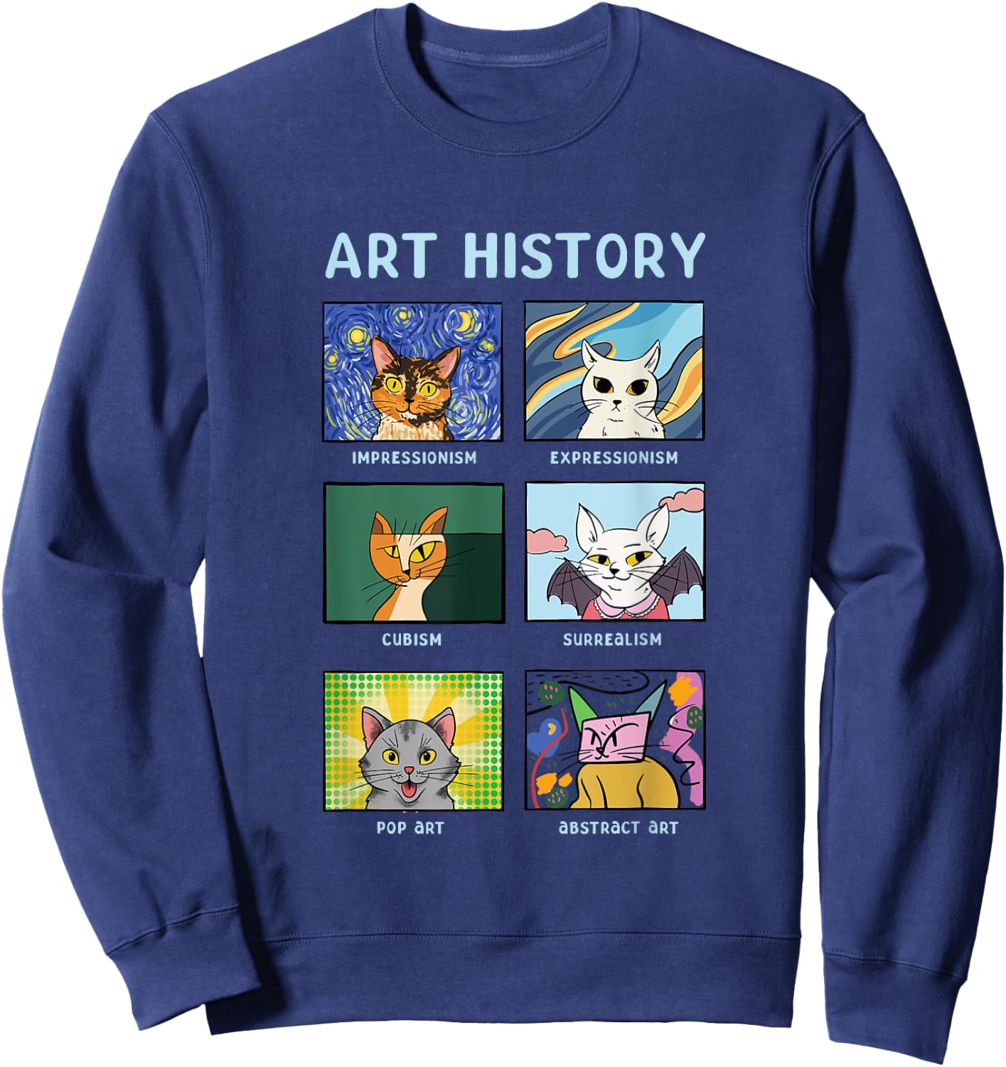 Art History Cats Fine Arts Cat for Art Collector Sweatshirt - Sweatshirt | Navy