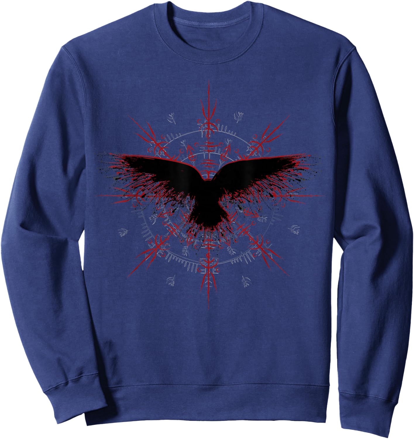 Retro Viking Symbol - Nordic Raven - Rune Celtic Symbol Sweatshirt - Sweatshirt | Navy