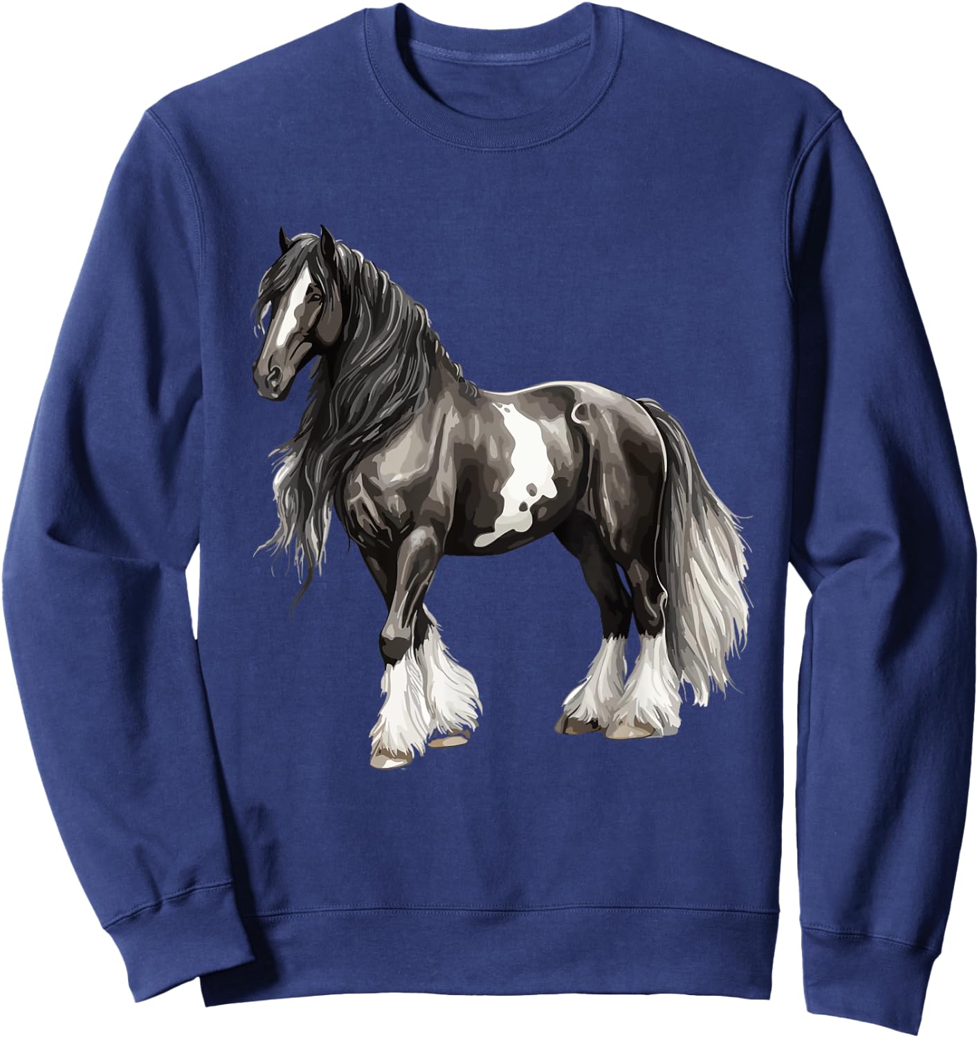 Black Gypsy Vanner Horse Lover Riding Equestrian Sweatshirt - Sweatshirt | Navy