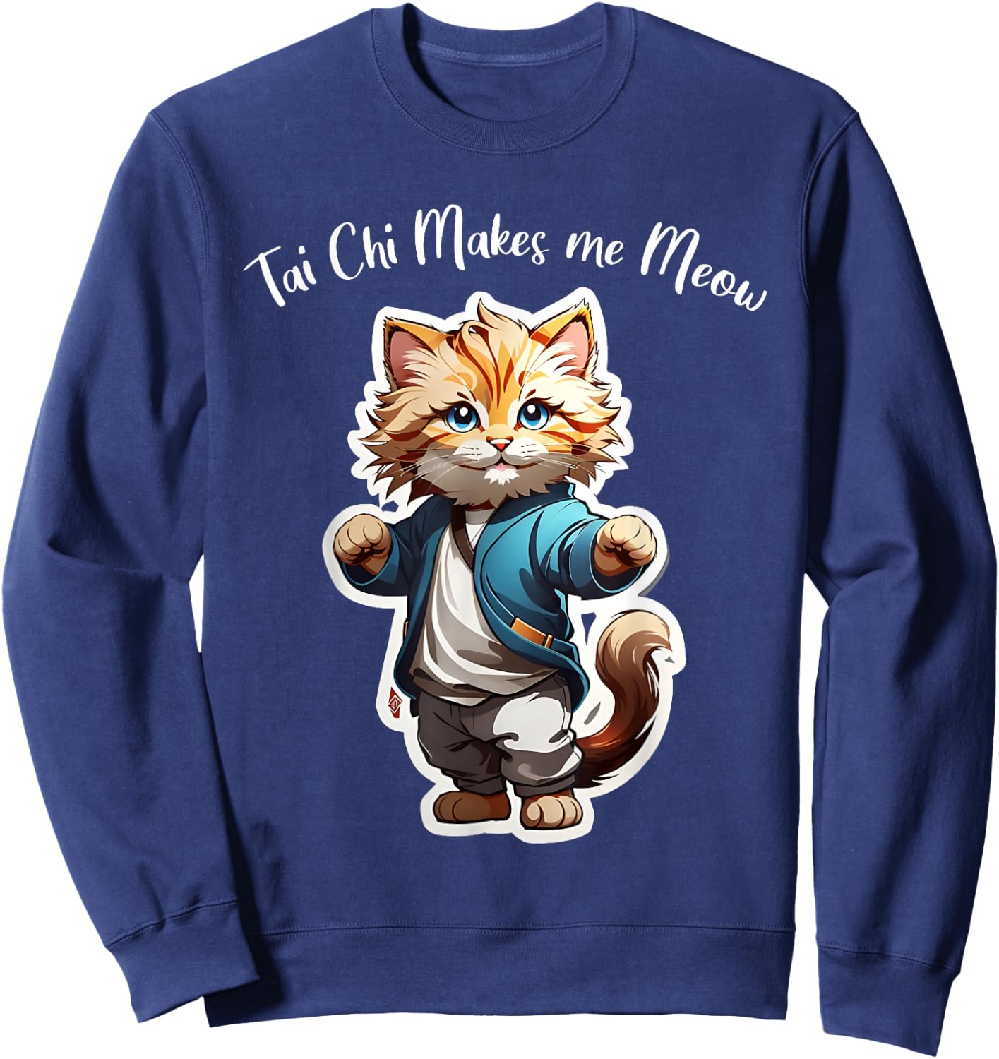 Cat Tai Chi makes me Meow, funny Kitten, Ying Yang Balance Sweatshirt - Sweatshirt | Navy