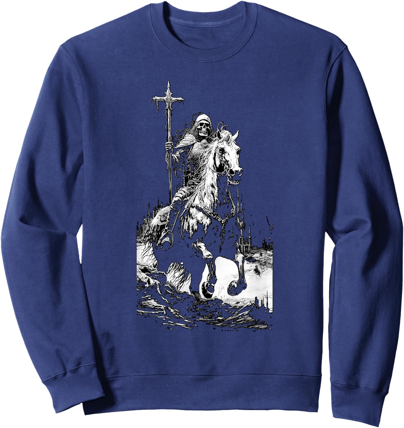 Death Rides A Pale Horse, Revelations, Skeleton Fantasy Sweatshirt - Sweatshirt | Navy