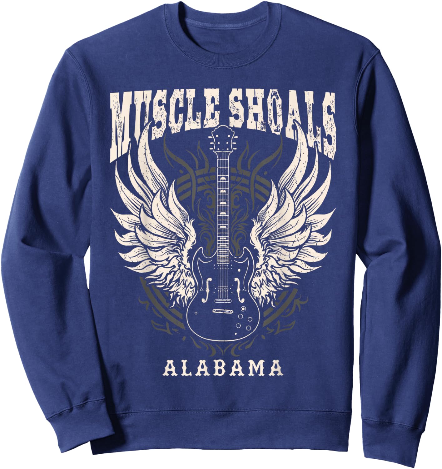 Muscle Shoals Alabama Vintage Guitar Wings Sweatshirt - Sweatshirt | Navy