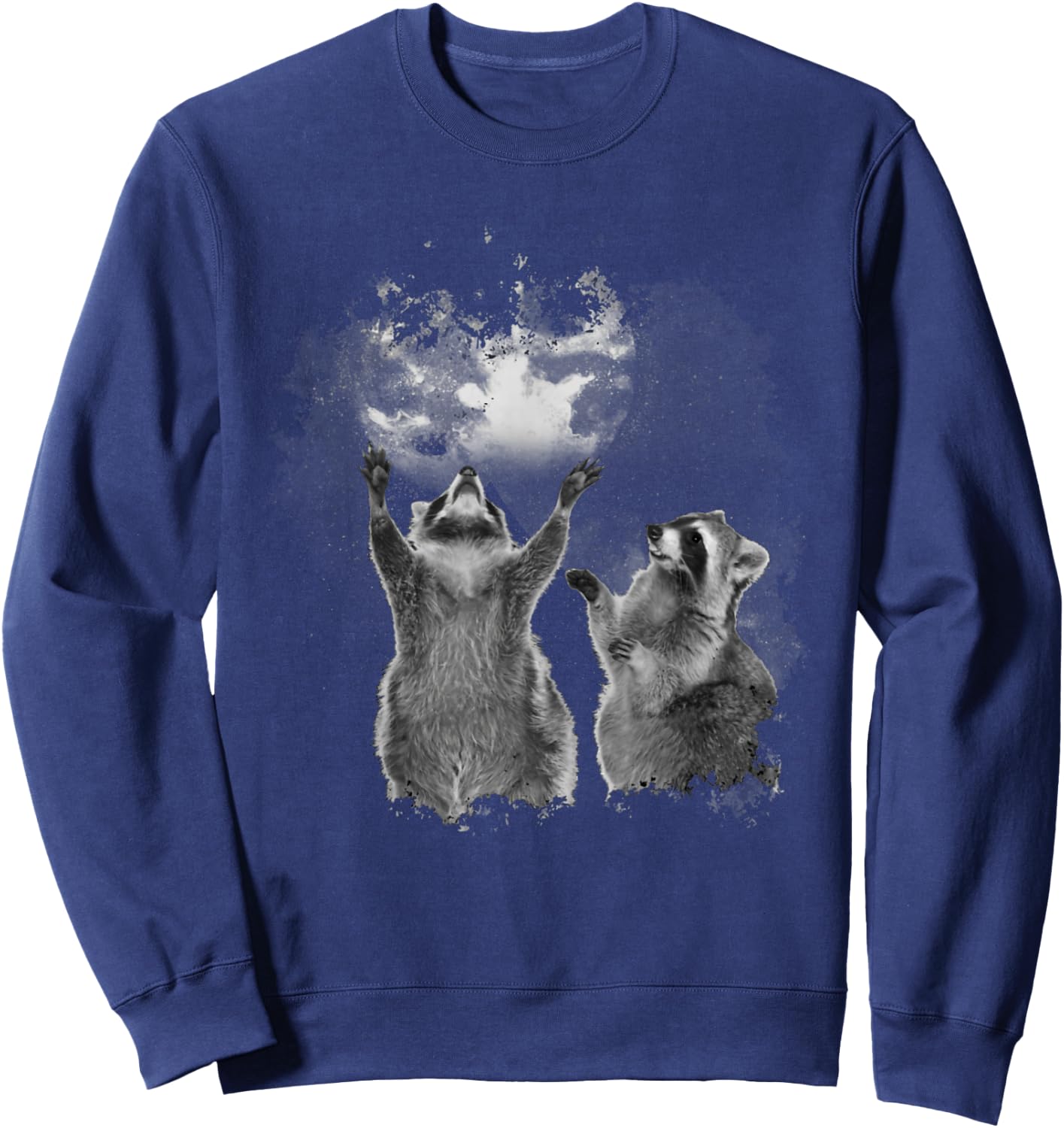 Raccoons Howling at the Moon Funny Raccoon Team Trash Sweatshirt - Sweatshirt | Navy