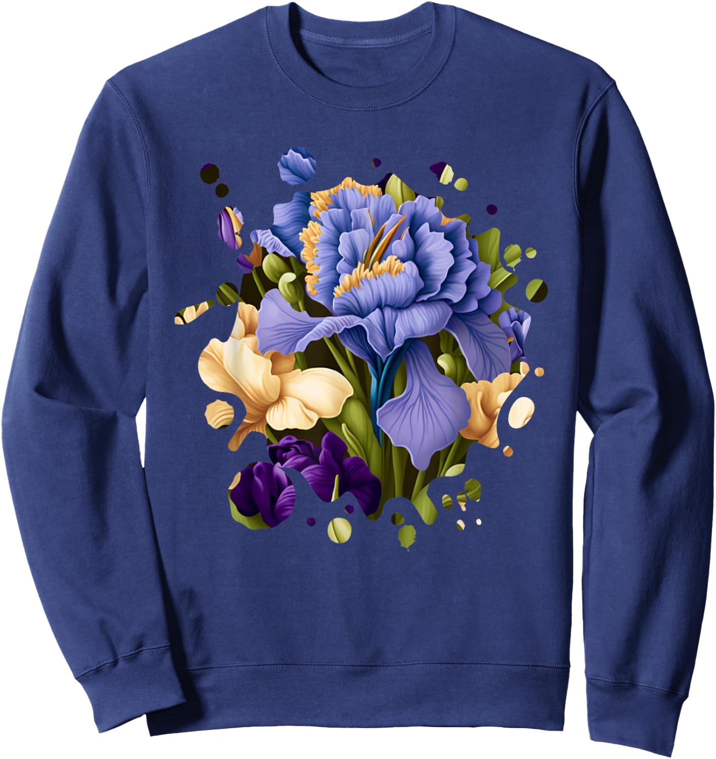 Vintage Iris Inspired Flower Plant Lover Funny gardening Sweatshirt - Sweatshirt | Navy