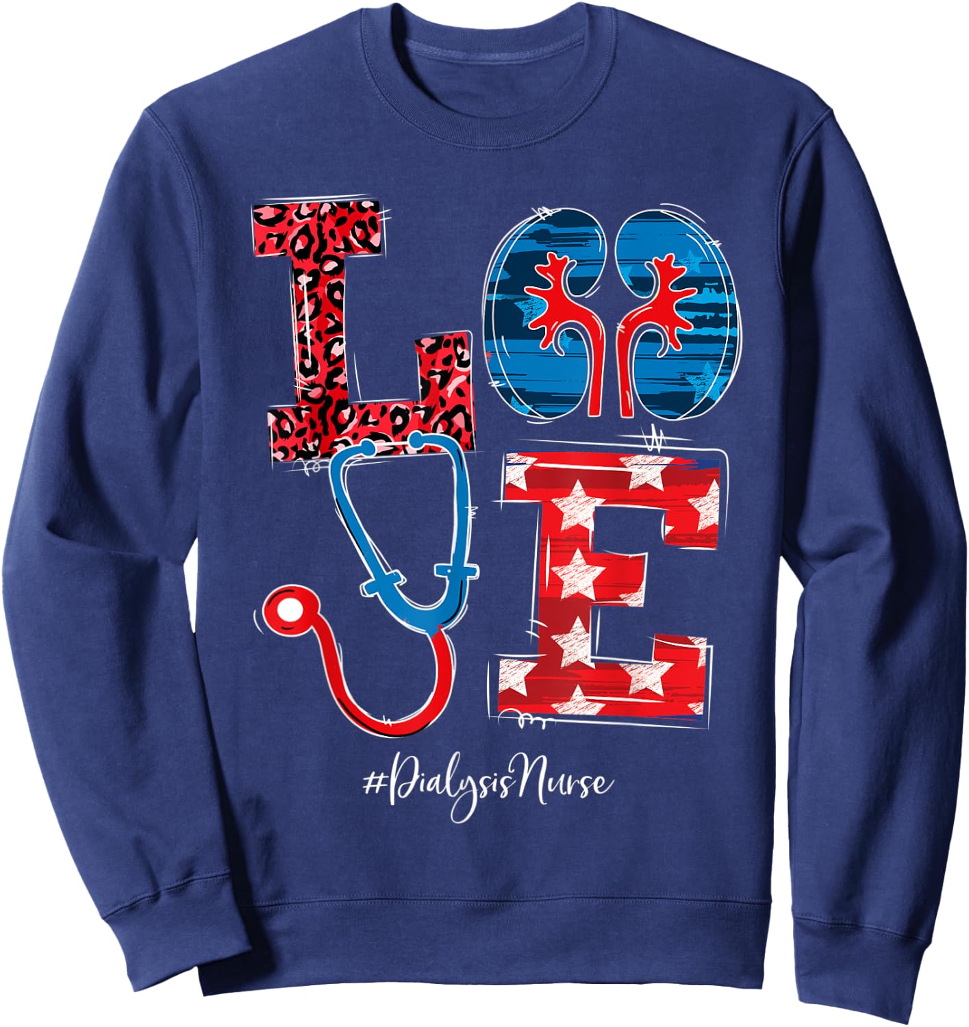 Love Dialysis Nurse Happy 4th Of July Independence Day Men Sweatshirt - Sweatshirt | Navy