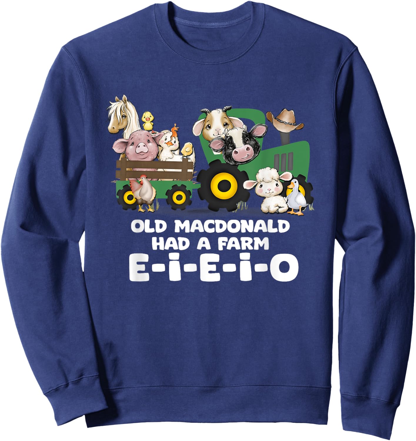 Toddler Kids Old MacDonald Had a Farm E-I-E-I-O Nursery Song Sweatshirt - Sweatshirt | Navy