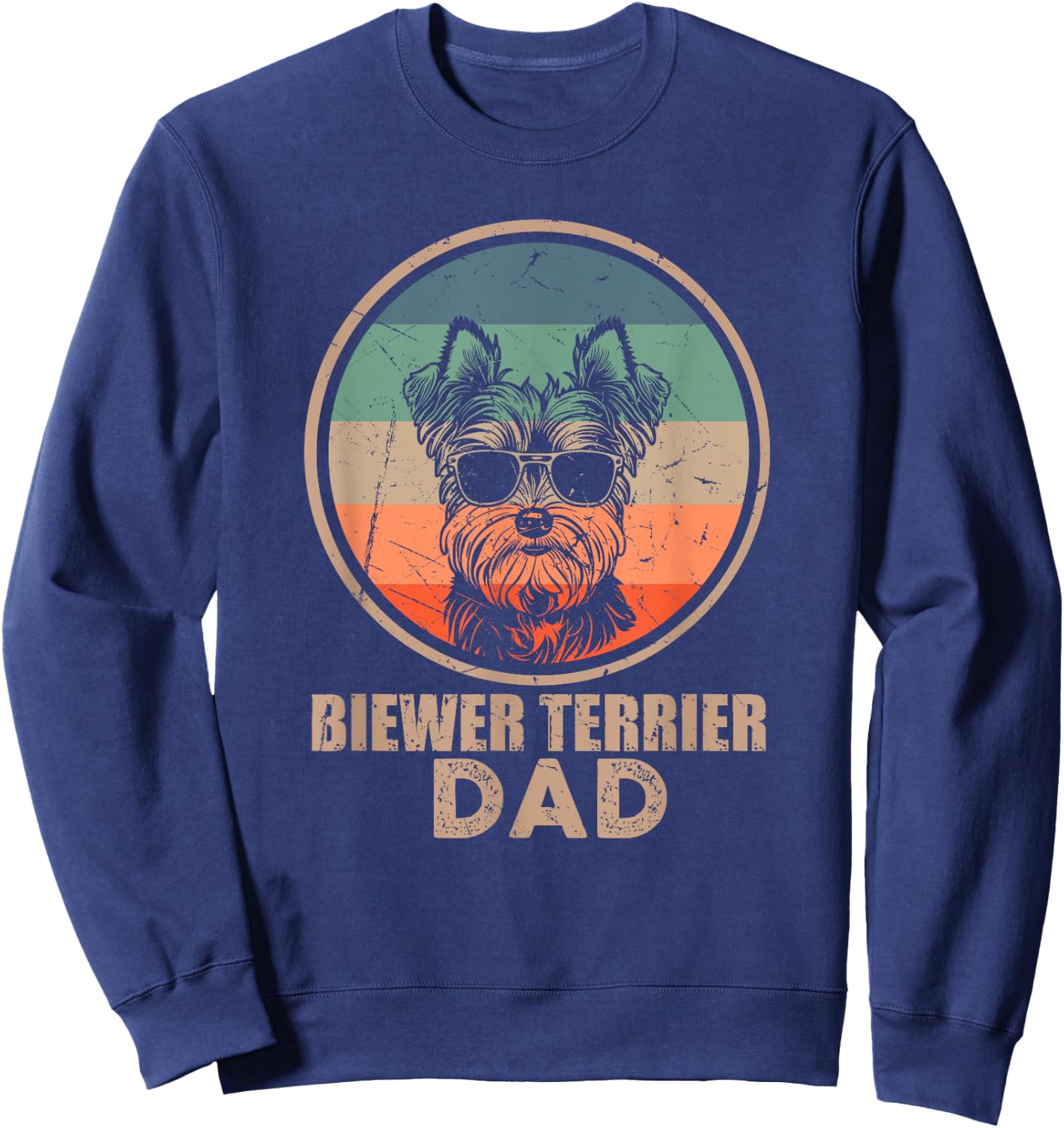 Vintage Biewer Terrier Dog Dad Gifts Dog Lover Xmas Sweatshirt - Sweatshirt | Navy