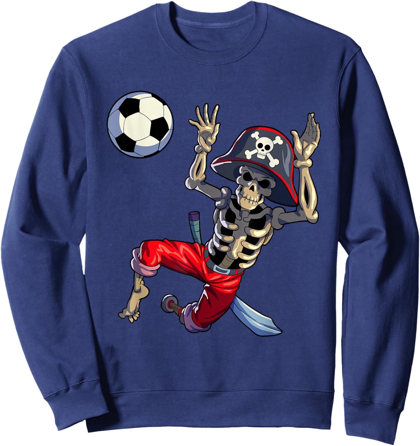 Soccer Skeleton Halloween Soccer Goalkeeper Pirate Halloween Sweatshirt - Sweatshirt | Navy