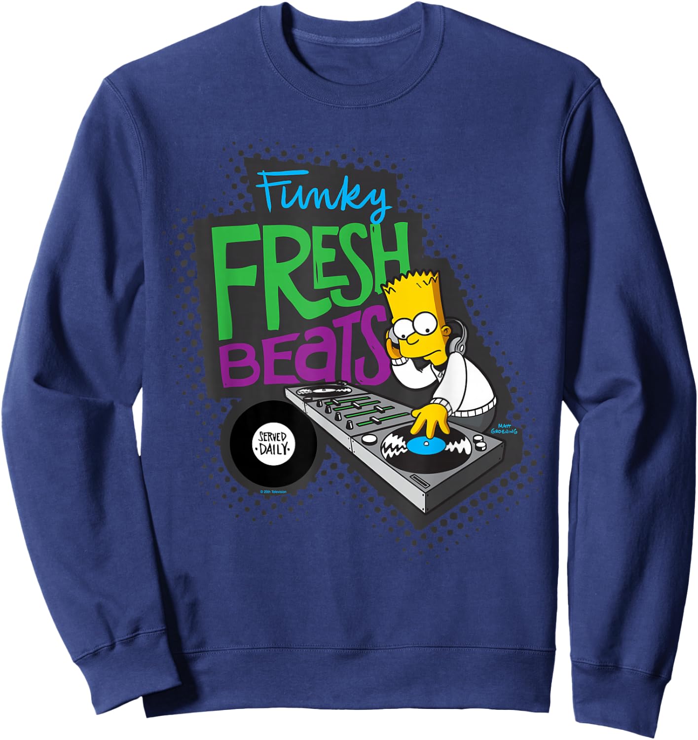 The Simpsons Bart Simpson Funky Fresh Beats Served Daily Sweatshirt - Sweatshirt | Navy