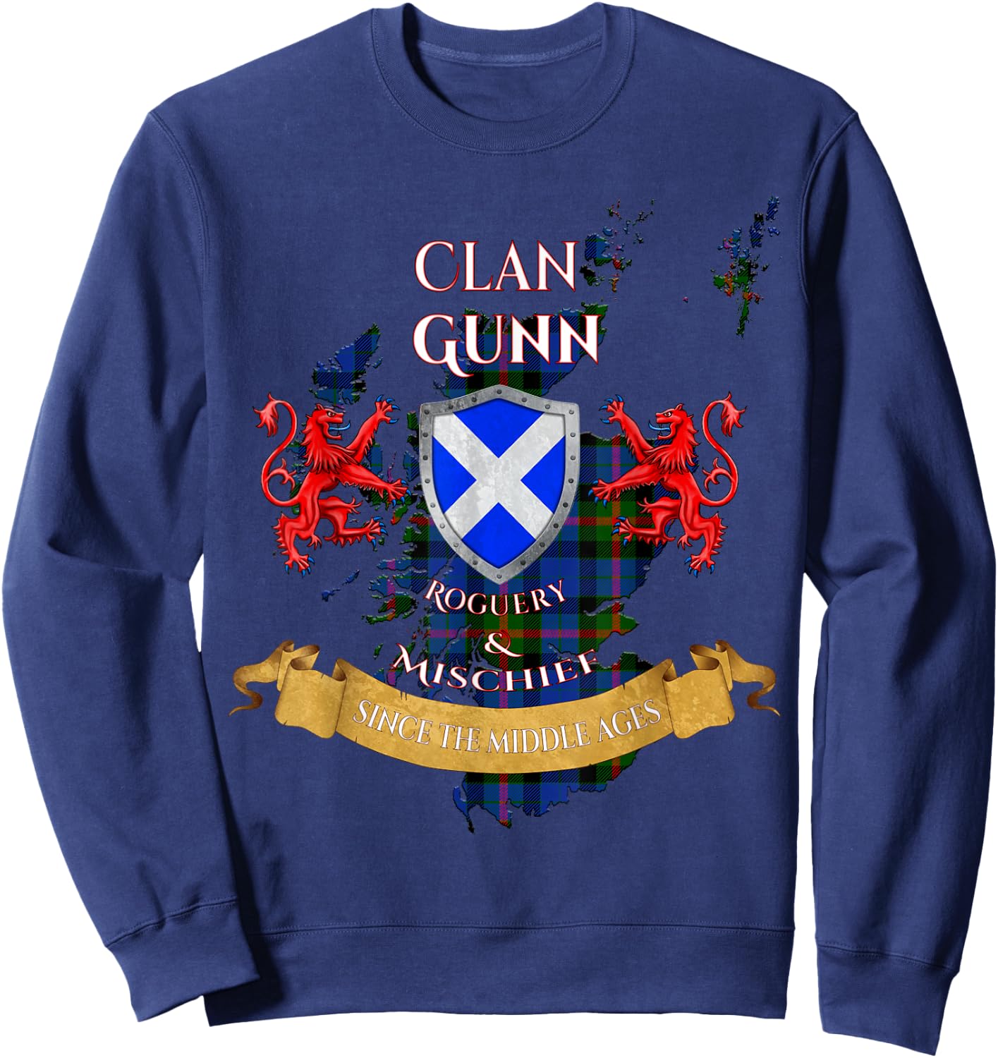 Gunn Scottish Family Clan Middle Ages Mischief Sweatshirt - Sweatshirt | Navy