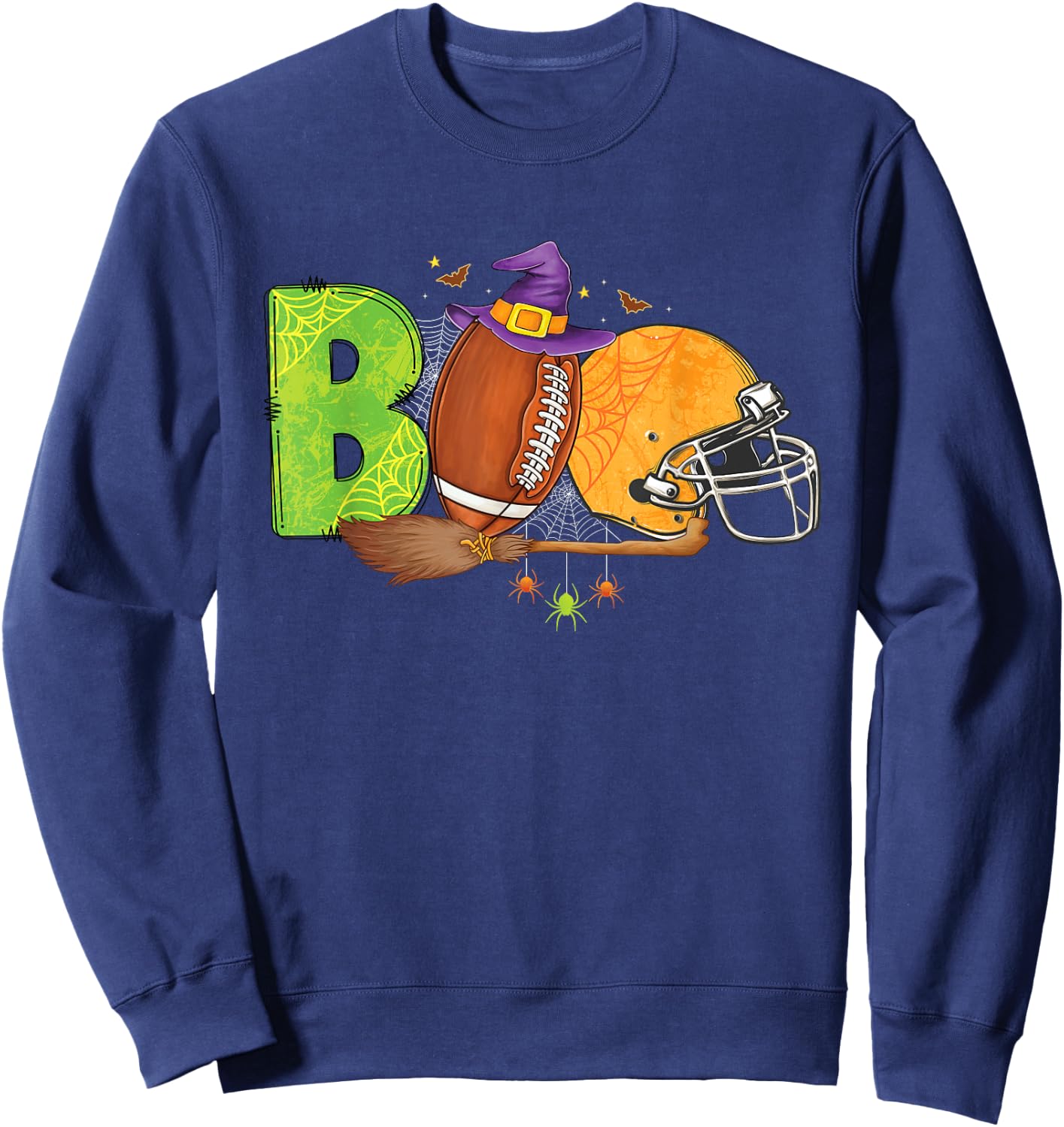 Boo Funny football Halloween costume men women girls boys Sweatshirt - Sweatshirt | Navy