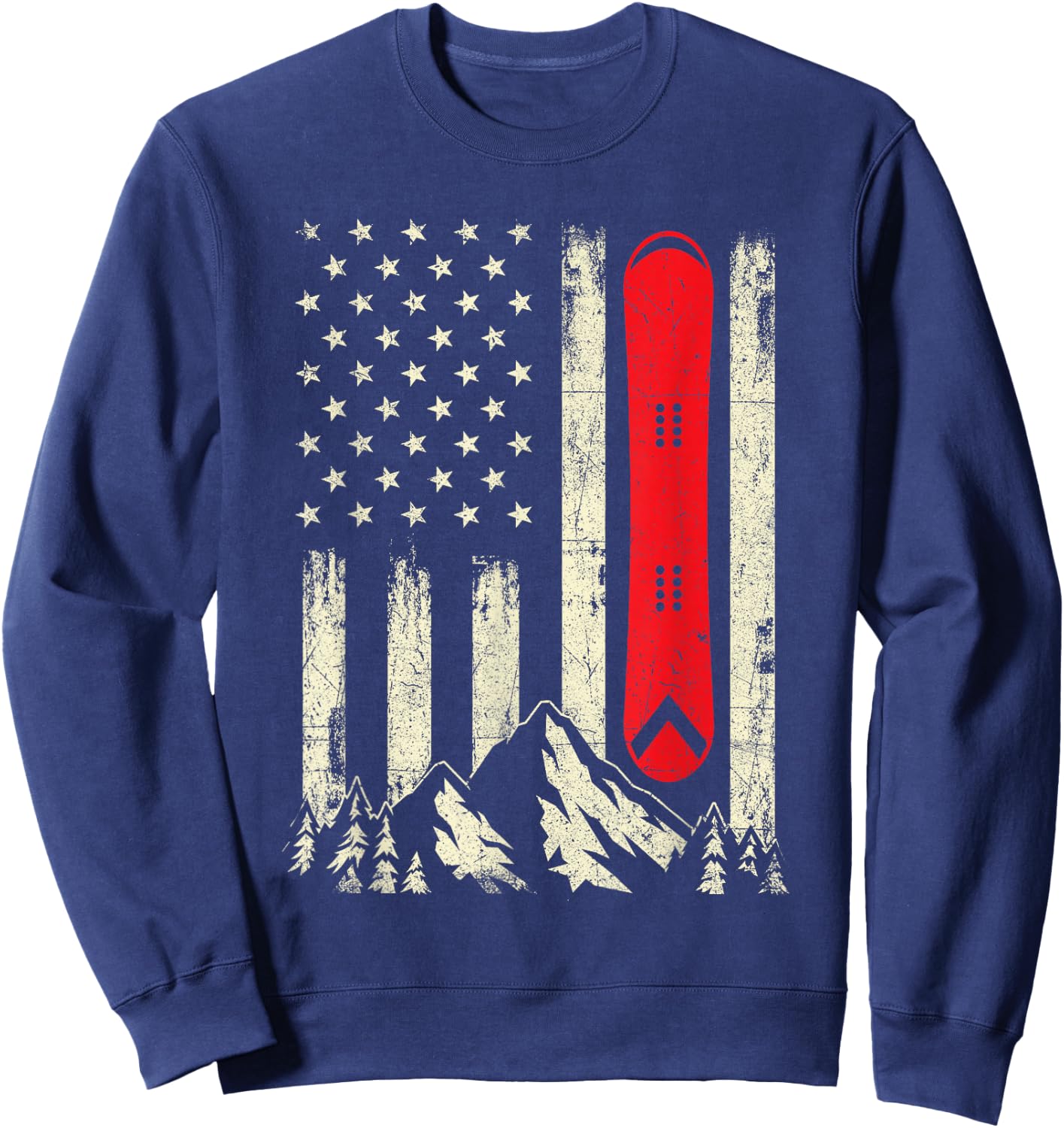 Snowboarding Lover - USA Flag Snowboarder Wintersports Lover Sweatshirt - Sweatshirt | Navy