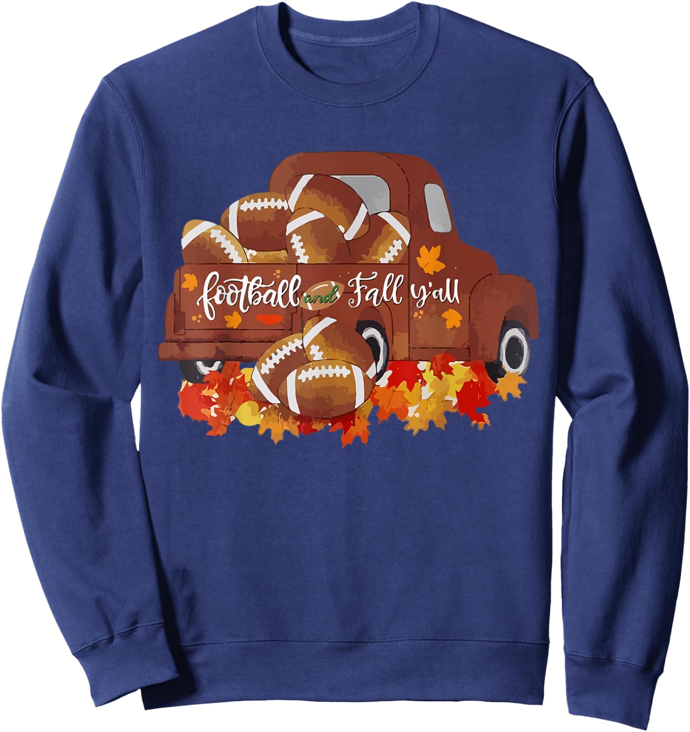 Football and Fall Y'all Vintage Fall Football Season funny Sweatshirt - Sweatshirt | Navy