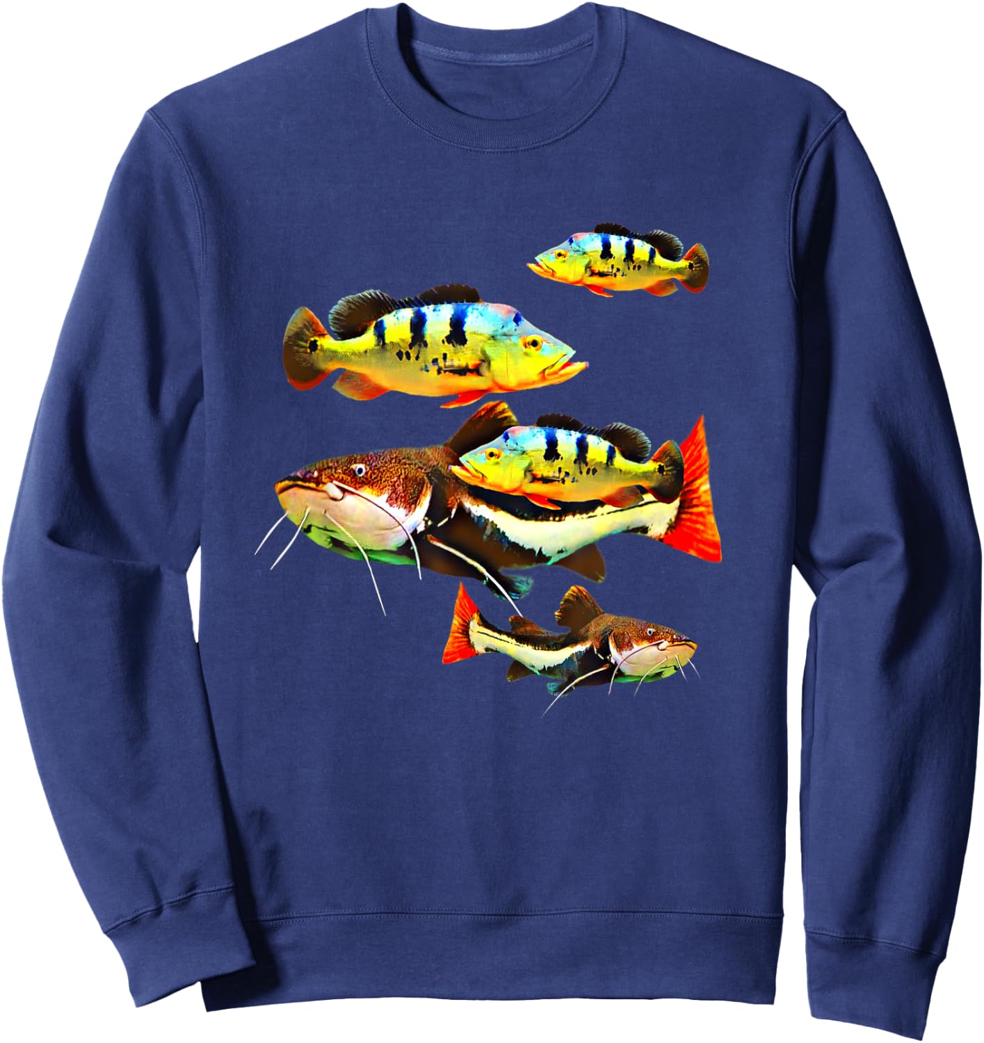 Peacock Bass Redtail Catfish Monster Aquarium Fish Tank Sweatshirt - Sweatshirt | Navy