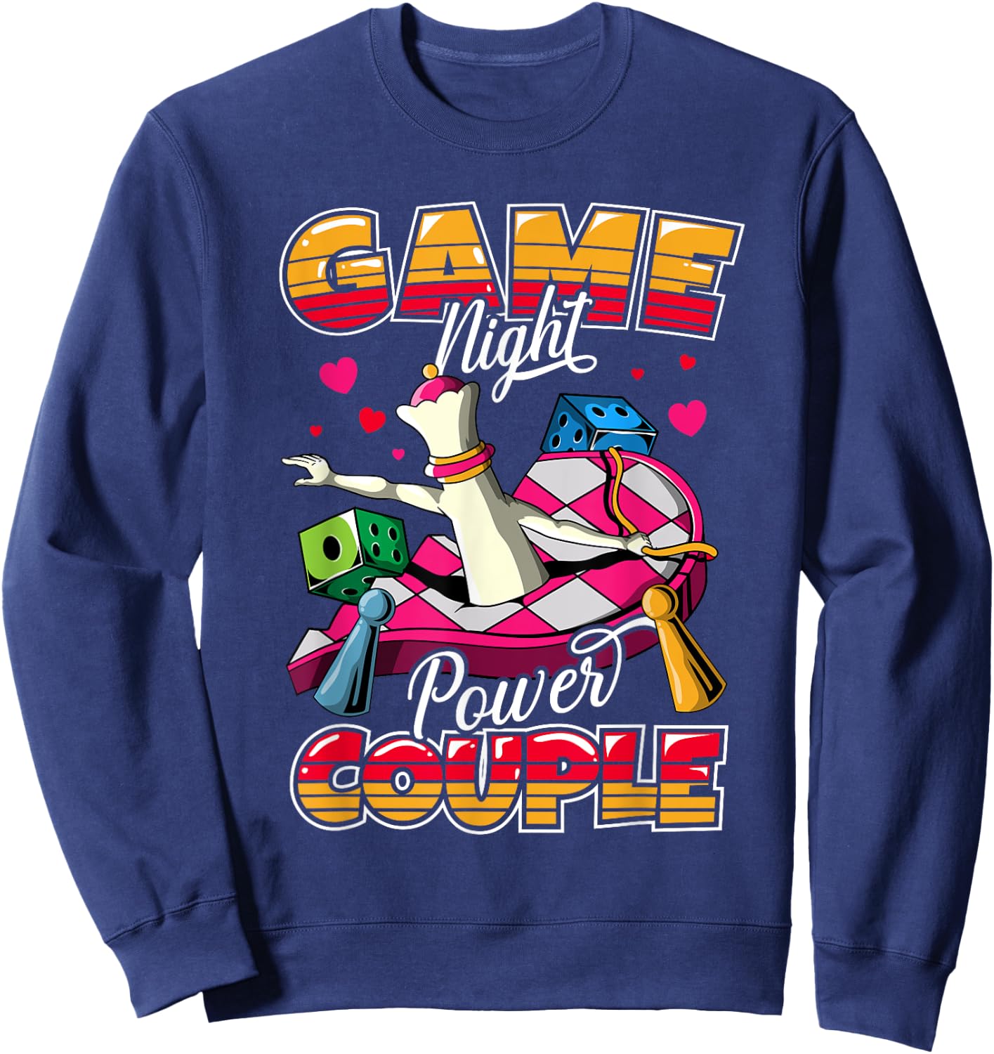 Couples Game Night Matching Outfit | Game Night Power Couple Sweatshirt - Sweatshirt | Navy