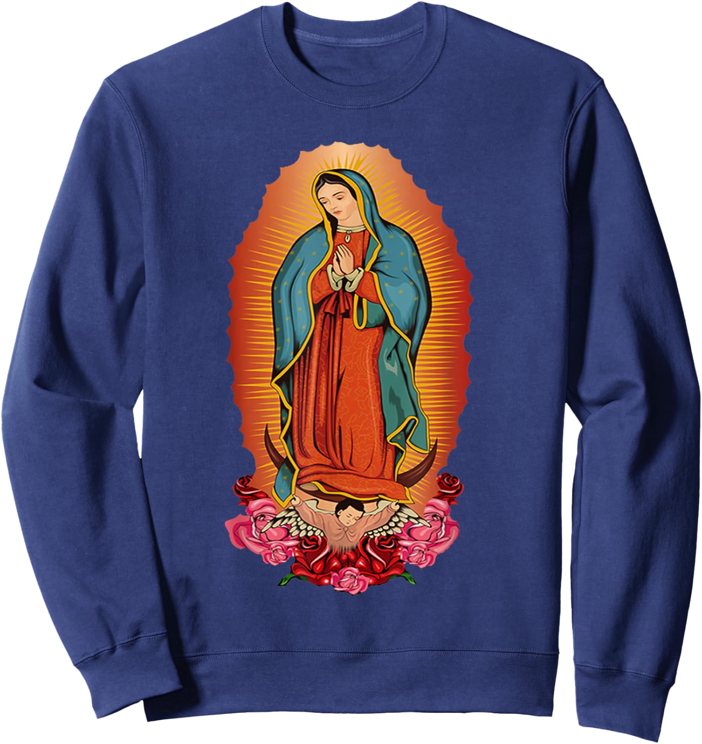 Virgen de Guadalupe Our Lady of Guadalupe Catholic Mary Sweatshirt - Sweatshirt | Navy
