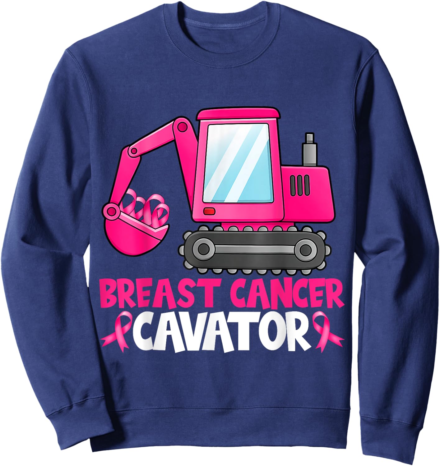 Breastcancerscavator Breast Cancer Awareness Kids Excavator Sweatshirt - Sweatshirt | Navy