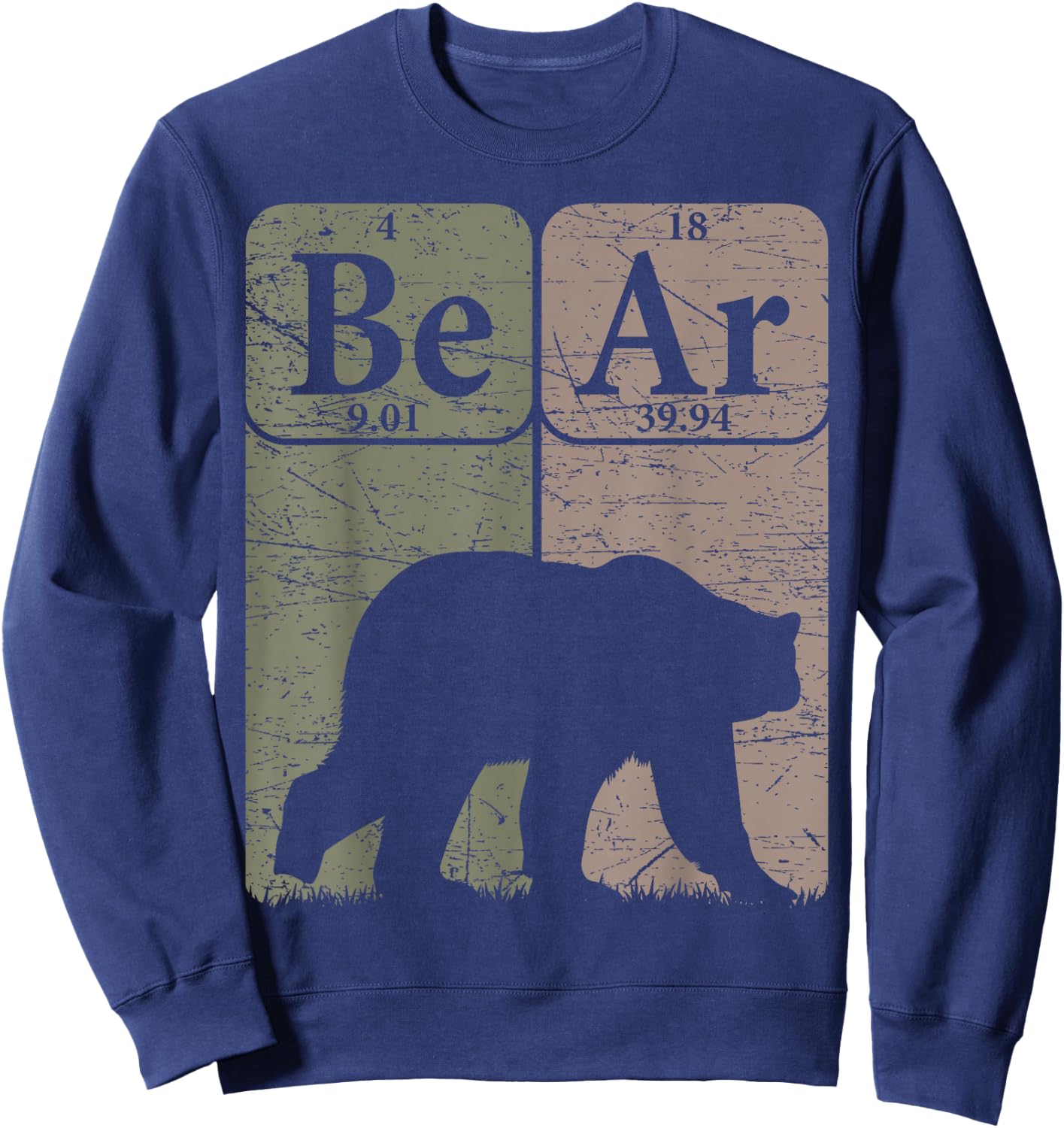 Bear Periodic Table Elements Grizzly Bear Vintage Arctophile Sweatshirt - Sweatshirt | Navy