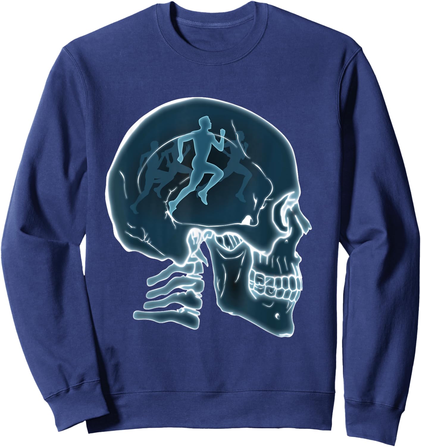 Skull Funny Running Runner Race Sports Lovers Men Women Sweatshirt - Sweatshirt | Navy