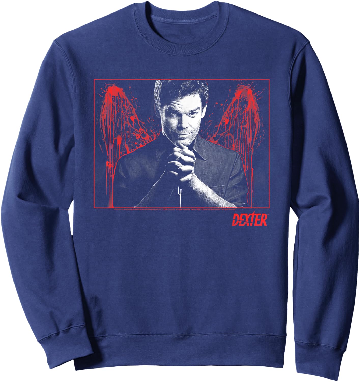 Dexter Blood Splatter Wings TV Show Sweatshirt - Sweatshirt | Navy