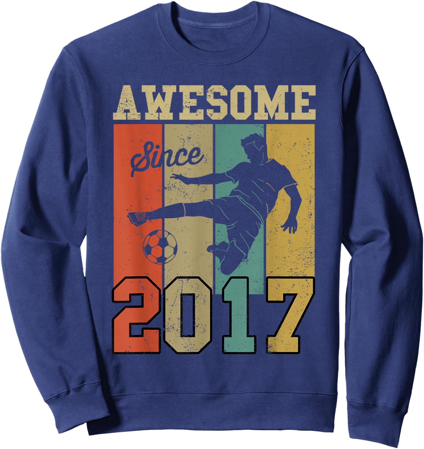 6th Birthday Shirts For Boys Soccer Awesome Since 2017 Sweatshirt - Sweatshirt | Navy