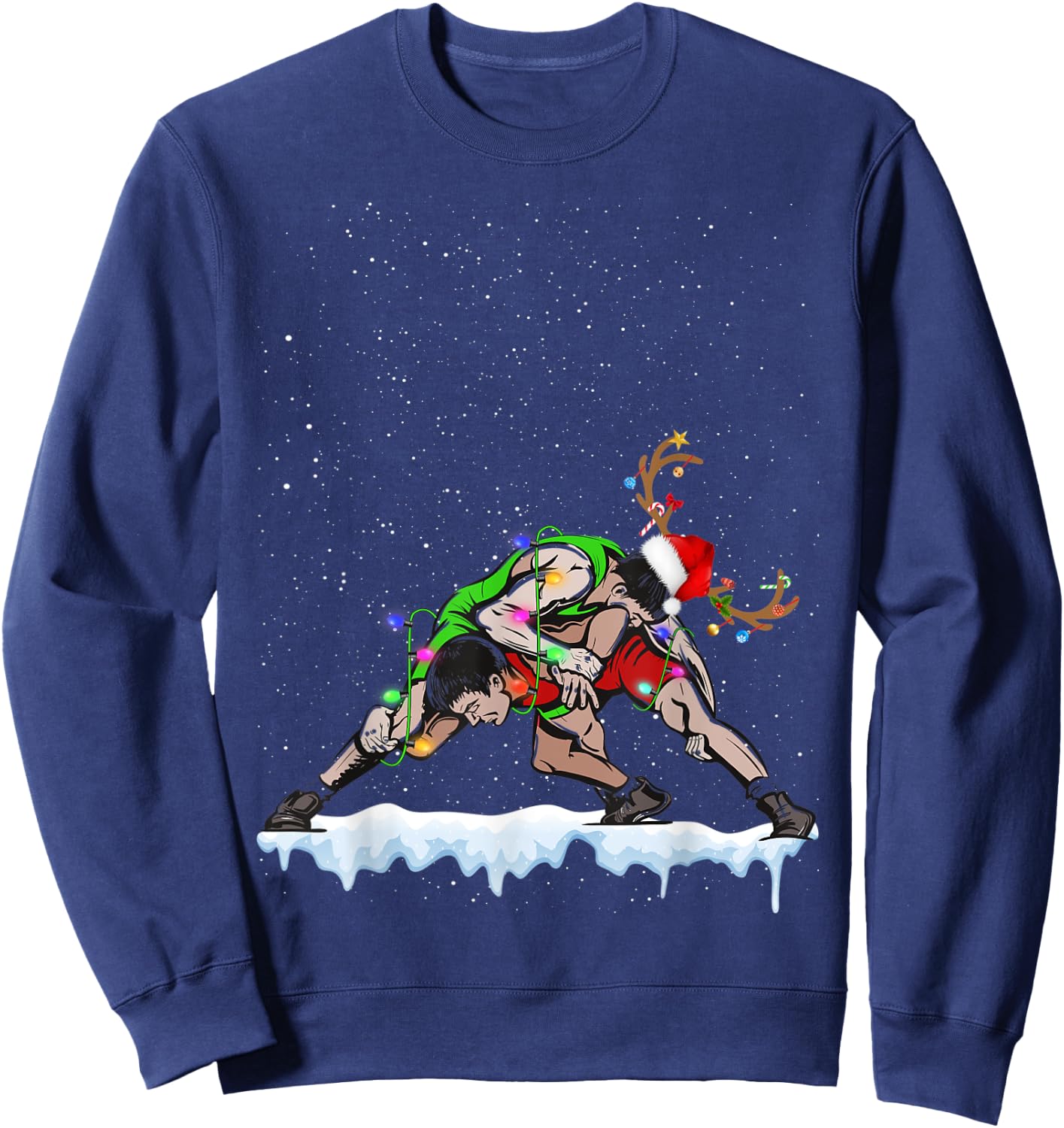 Christmas Wrestling Santa Hat Xmas Boys Men Sport Sweatshirt - Sweatshirt | Navy