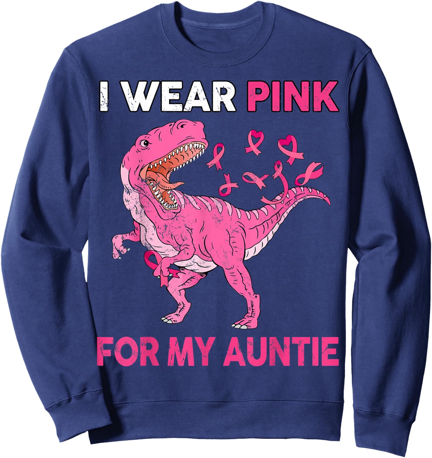 Breast Cancer Awareness Wear Pink for Auntie Kid Boy Toddler Sweatshirt - Sweatshirt | Navy