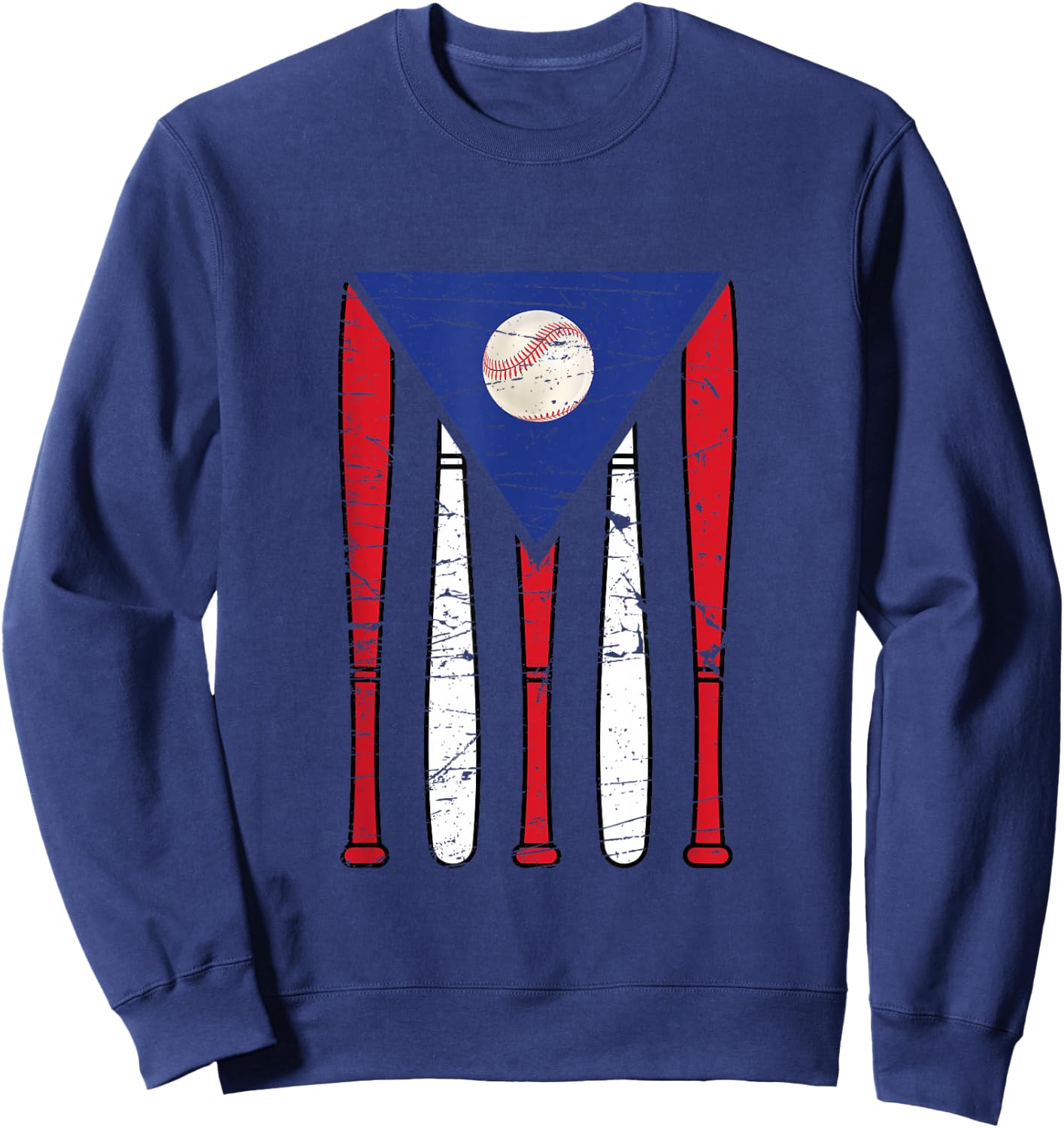 Puerto Rico Baseball Inspired By Puerto Rican Flag Vintage Sweatshirt - Sweatshirt | Navy