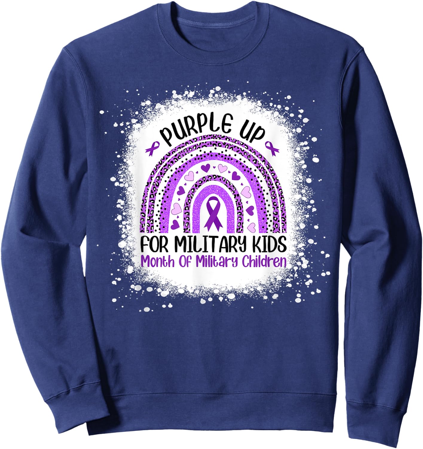 Purple Up for Military Kids Month Military Child Rainbow Sweatshirt - Sweatshirt | Navy