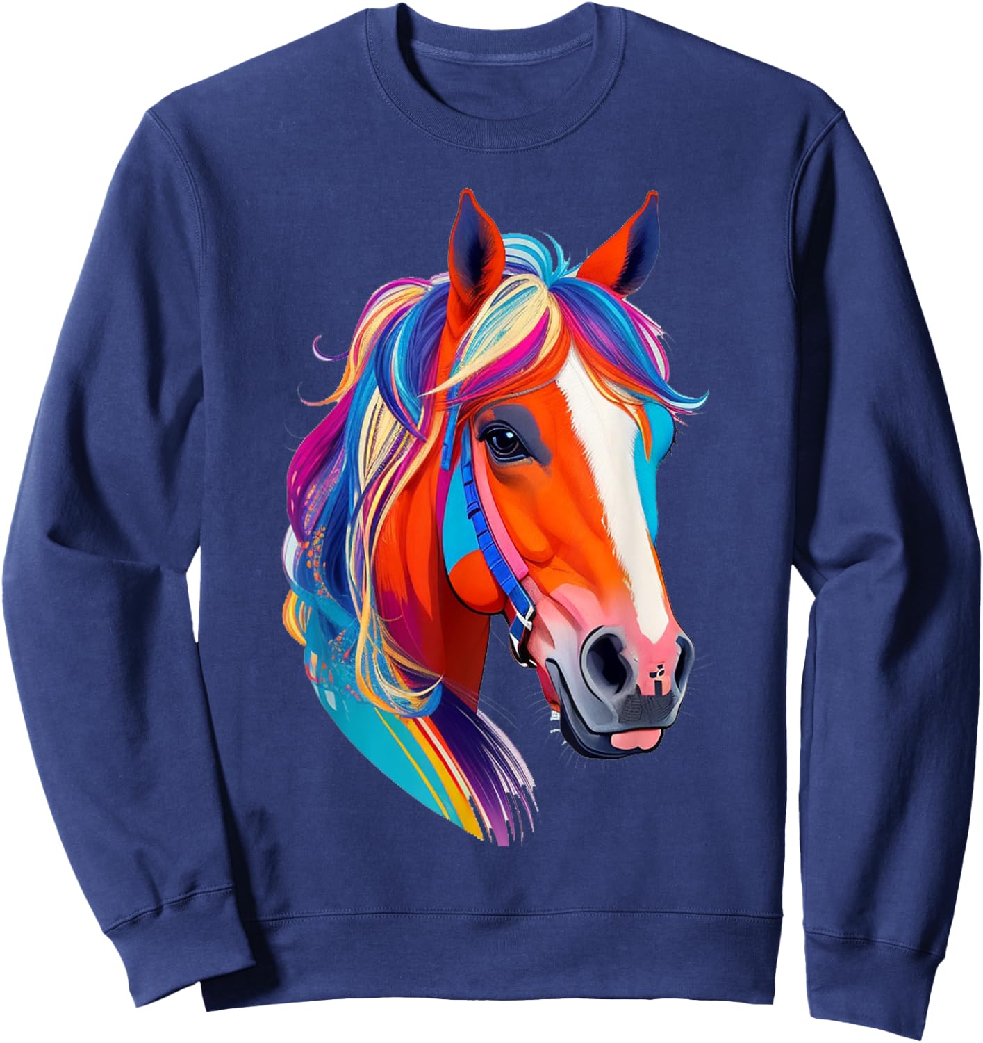Colorful pop art Horse Lover Funny Cute Horses Sweatshirt - Sweatshirt | Navy