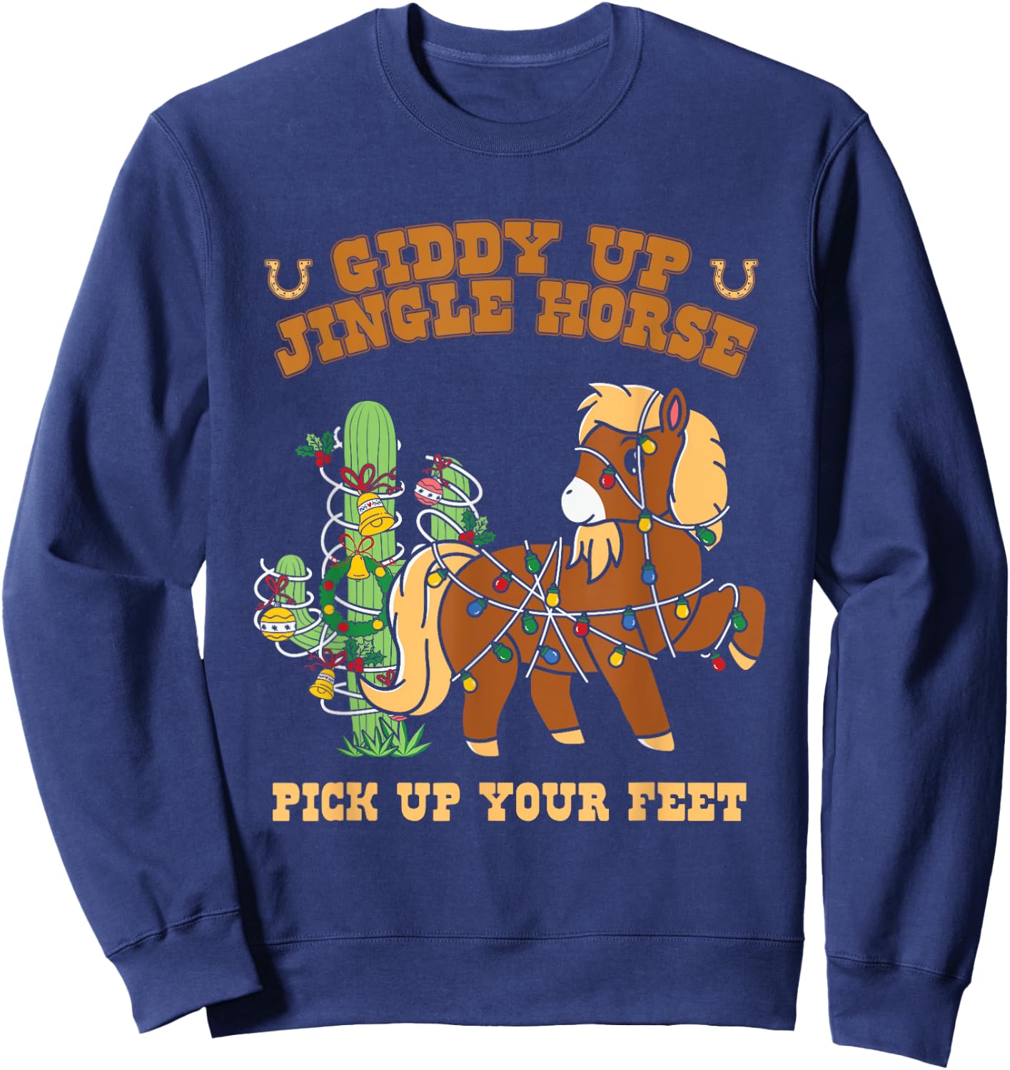 Western Cowboy Christmas Giddy Up Jingle Horse Merry Xmas Sweatshirt - Sweatshirt | Navy