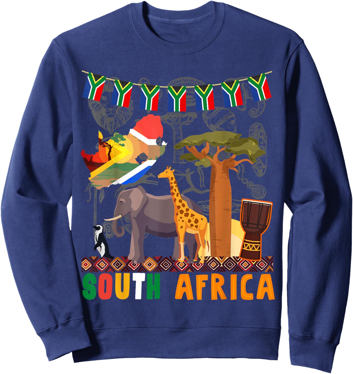 South Africa Ideas Kids With Elephant & South African Flag Sweatshirt - Sweatshirt | Navy