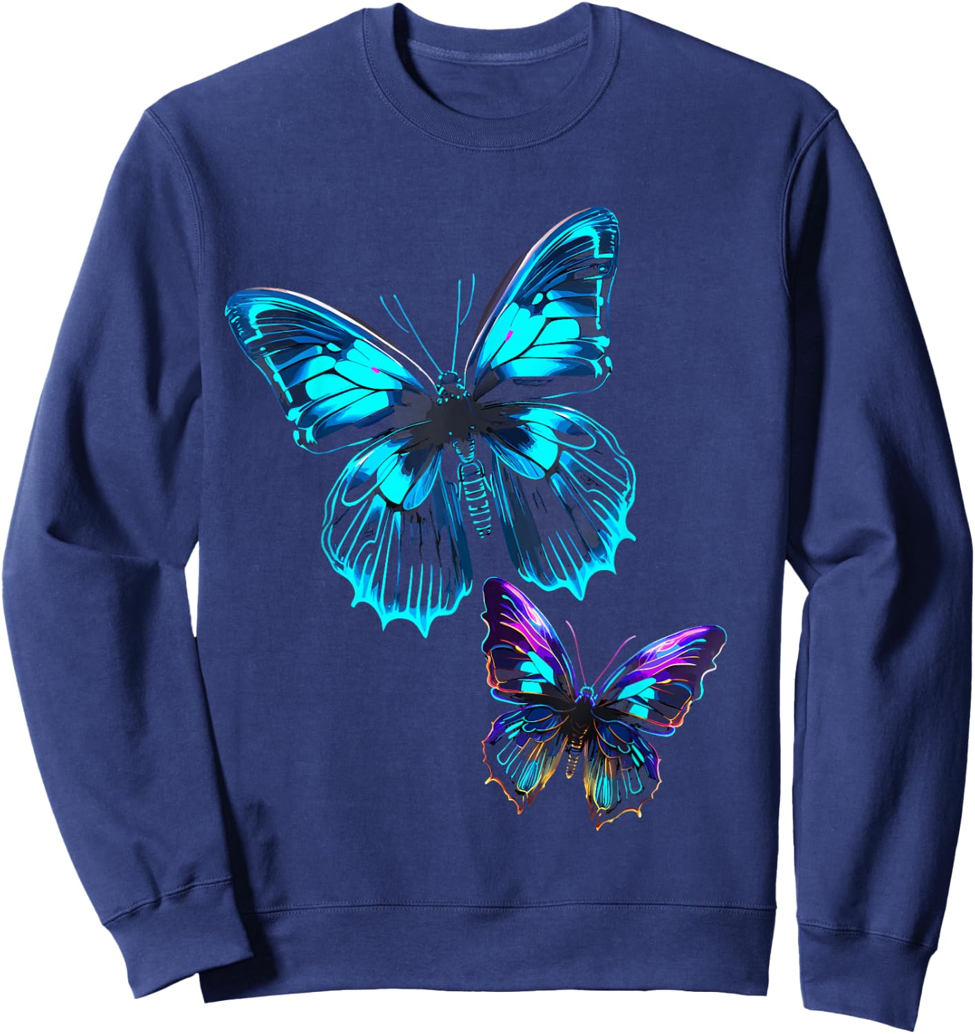 Butterfly Electric Design Vibrant Sweatshirt - Sweatshirt | Navy