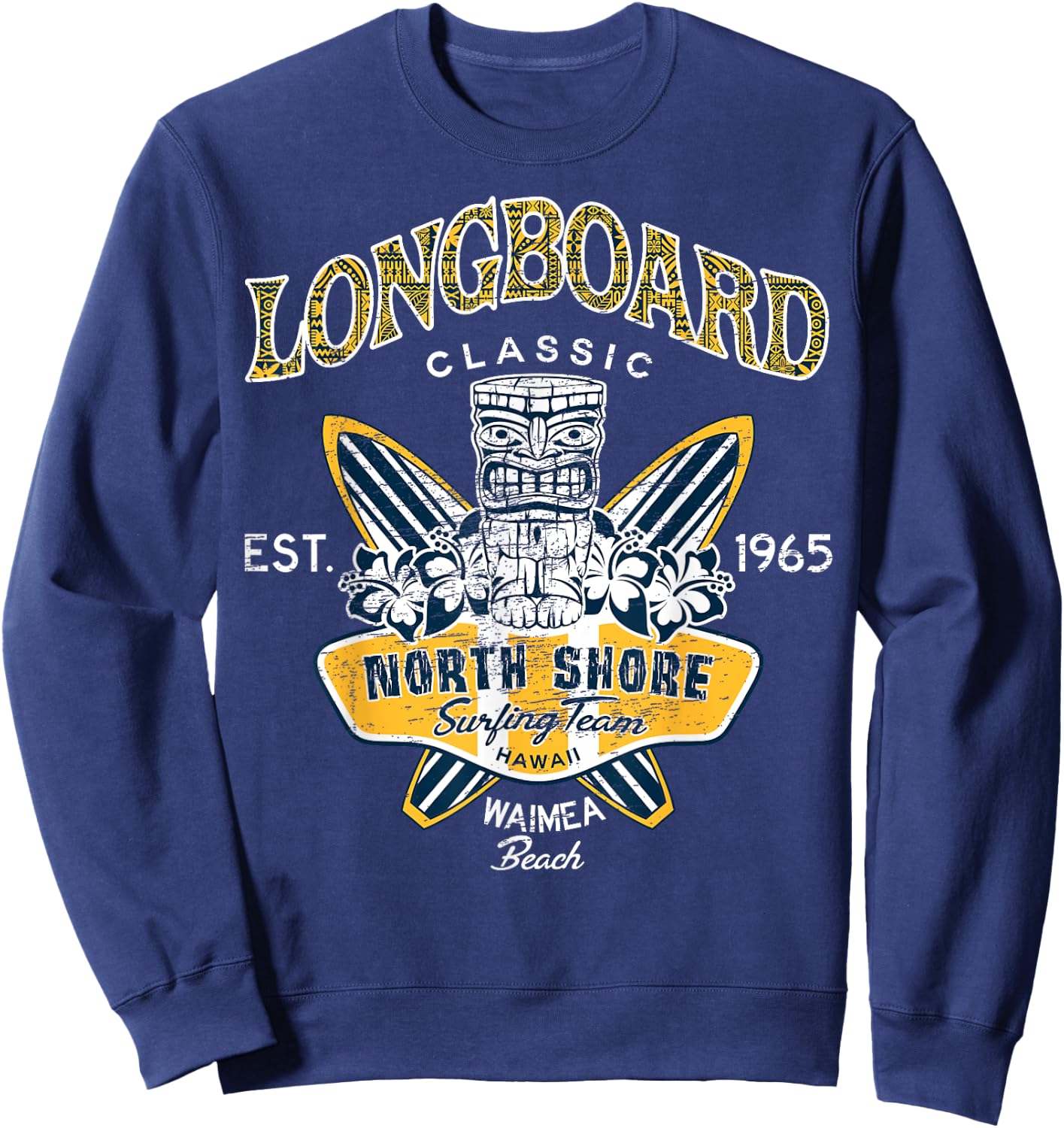 North Shore Hawaii Surfing Team Longboard Classic Sweatshirt - Sweatshirt | Navy