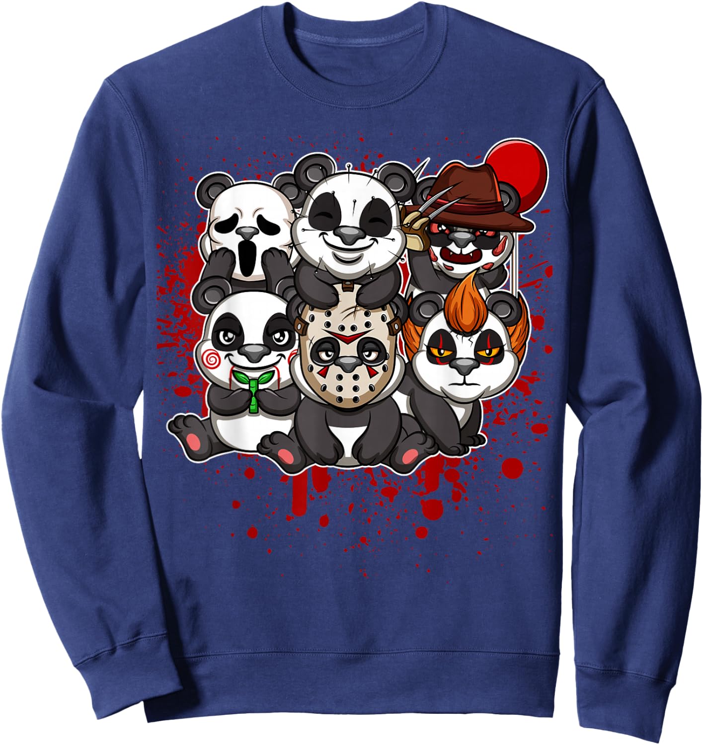 Favorite Classic Horror Movie Characters Animals - My Little Horror Crew - Halloween Pandas Sweatshirt - Sweatshirt | Navy