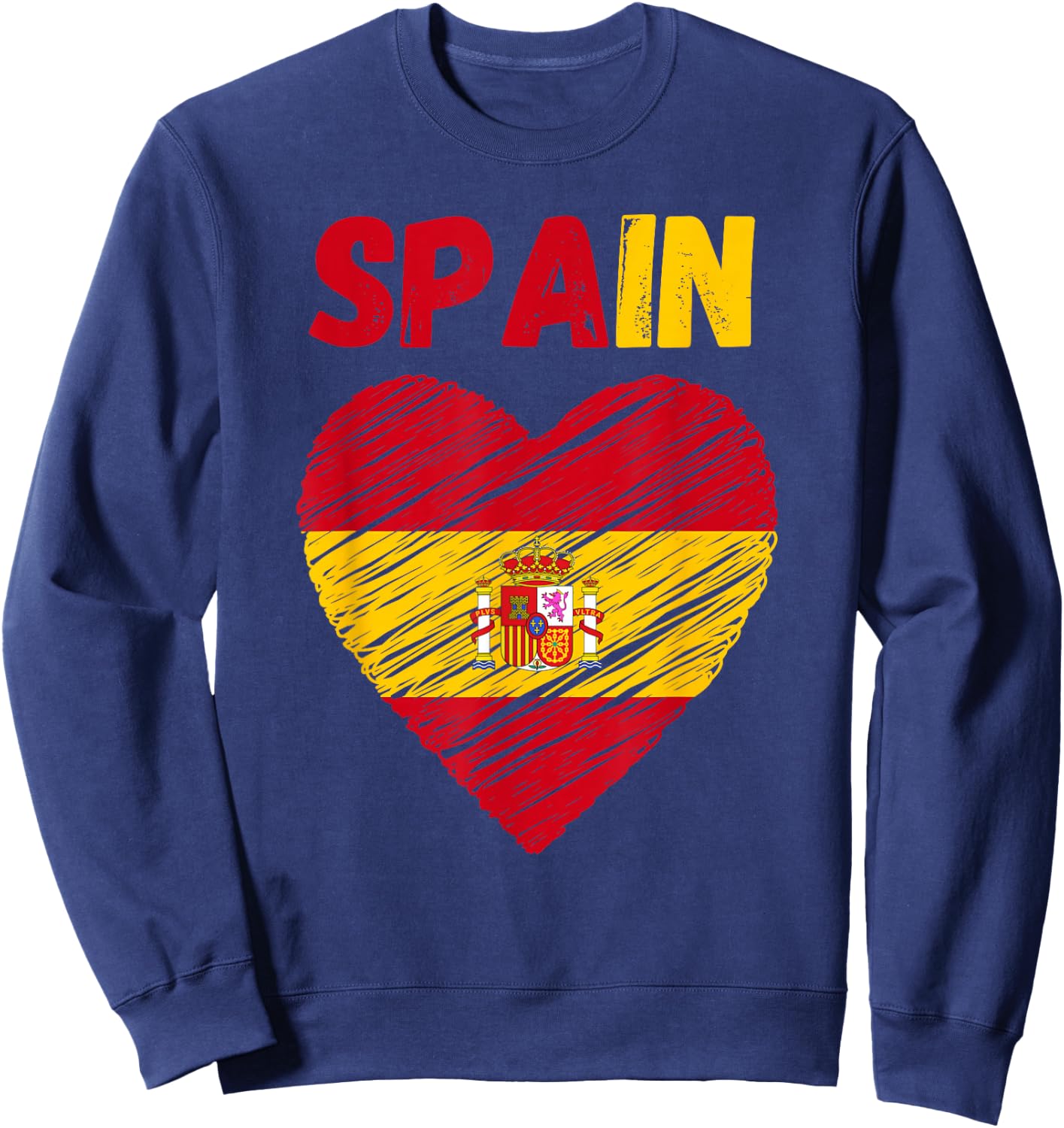 Spain Flag Holiday Vintage Grunge Espanol Spanish Flag Sweatshirt - Sweatshirt | Navy